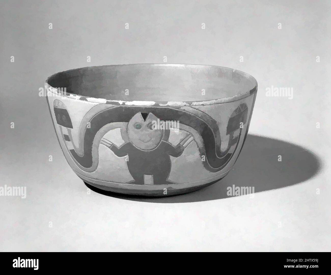 Arte ispirata da Bowl, 2nd–1st secolo a.C., Perù, Paracas, Ceramica, Vernice post-forno, altezza 3-1/10 in., contenitori in ceramica, opere classiche modernizzate da Artotop con un tocco di modernità. Forme, colore e valore, impatto visivo accattivante sulle emozioni artistiche attraverso la libertà delle opere d'arte in modo contemporaneo. Un messaggio senza tempo che persegue una nuova direzione selvaggiamente creativa. Artisti che si rivolgono al supporto digitale e creano l'NFT Artotop Foto Stock