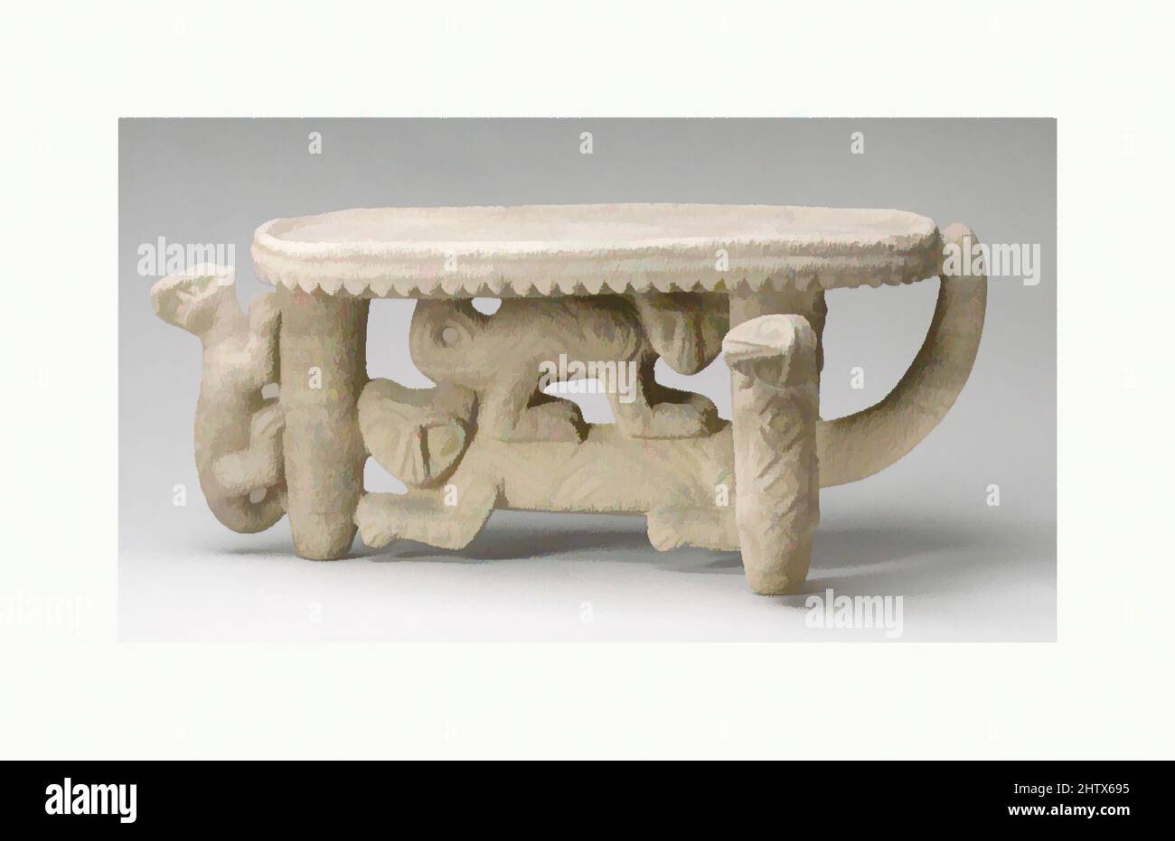 Arte ispirata da Flying Panel Metate, 1st–5th secolo, Costa Rica, Atlantic Watershed, Stone, H.10 x W. 15 x D. 24 poll. (25,4 x 38,1 x 61 cm), pietra-attrezzi, Metati, tablelike oggetti di pietra utilizzati nella Mesoamerica antica per la macinazione di prodotti alimentari come il mais, sottomessi, opere classiche modernizzate da Artotop con un tuffo di modernità. Forme, colore e valore, impatto visivo accattivante sulle emozioni artistiche attraverso la libertà delle opere d'arte in modo contemporaneo. Un messaggio senza tempo che persegue una nuova direzione selvaggiamente creativa. Artisti che si rivolgono al supporto digitale e creano l'NFT Artotop Foto Stock