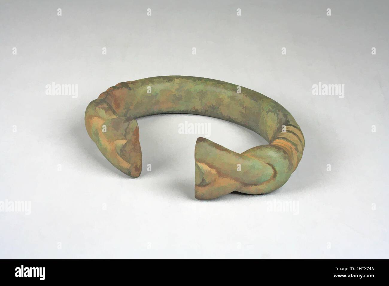 Arte ispirata da Bracelet, 9th–17th secolo, Mali, regione del Delta del Niger interno, Mali, lega di rame, a x L: 5 1/4 x 1 1/2in. (13,3 x 3,8cm), ornamenti in metallo, opere classiche modernizzate da Artotop con un tocco di modernità. Forme, colore e valore, impatto visivo accattivante sulle emozioni artistiche attraverso la libertà delle opere d'arte in modo contemporaneo. Un messaggio senza tempo che persegue una nuova direzione selvaggiamente creativa. Artisti che si rivolgono al supporto digitale e creano l'NFT Artotop Foto Stock