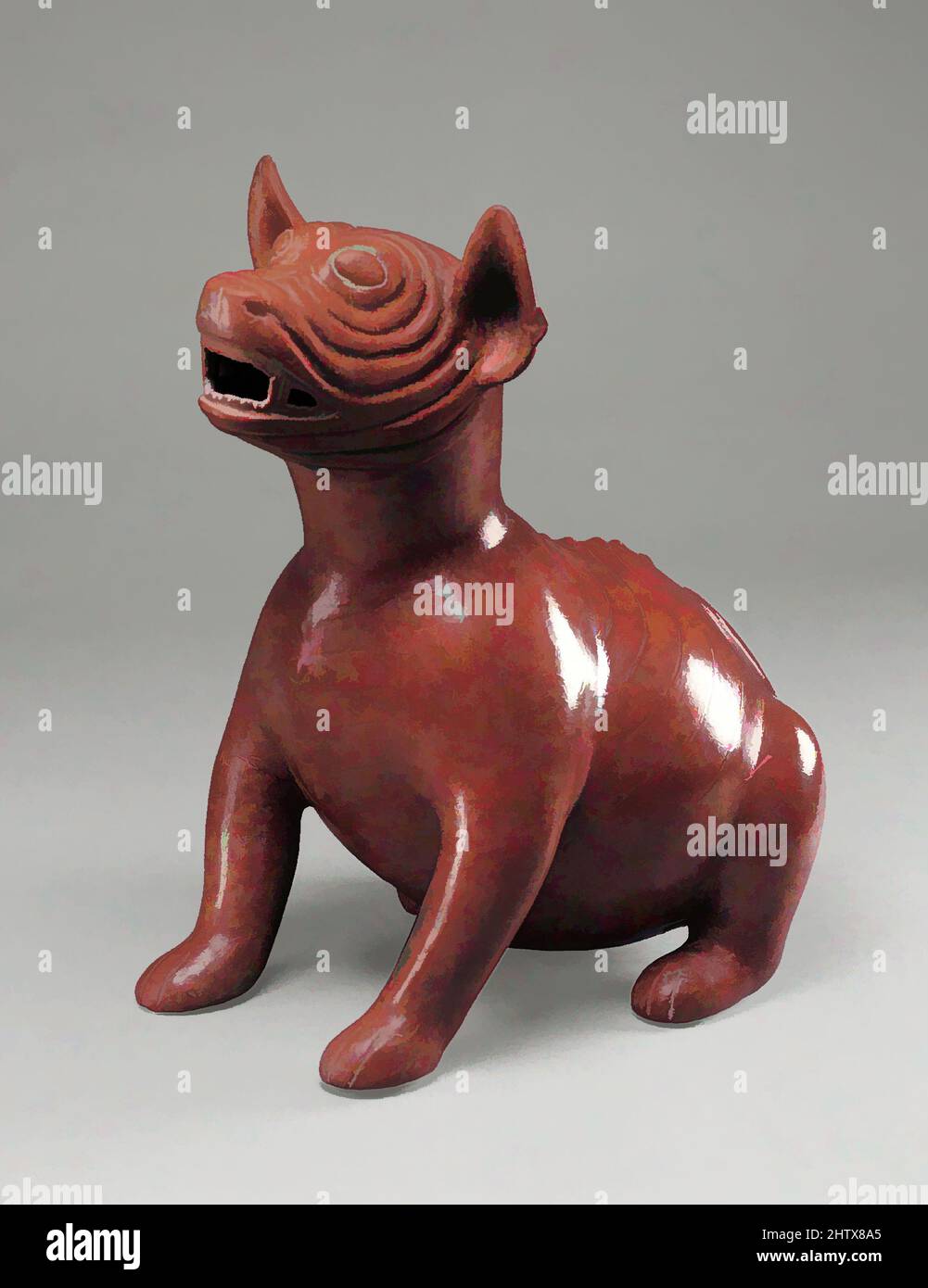 Arte ispirata a Snarling Dog, 200 a.C.-d.C. 300, Messico, Mesoamerica, Colima, Colima, Ceramica, H. 15 1/2 x L. 16 1/4 poll. (39,4 x 41,3 cm), Ceramica-scultura, opere classiche modernizzate da Artotop con un tuffo di modernità. Forme, colore e valore, impatto visivo accattivante sulle emozioni artistiche attraverso la libertà delle opere d'arte in modo contemporaneo. Un messaggio senza tempo che persegue una nuova direzione selvaggiamente creativa. Artisti che si rivolgono al supporto digitale e creano l'NFT Artotop Foto Stock