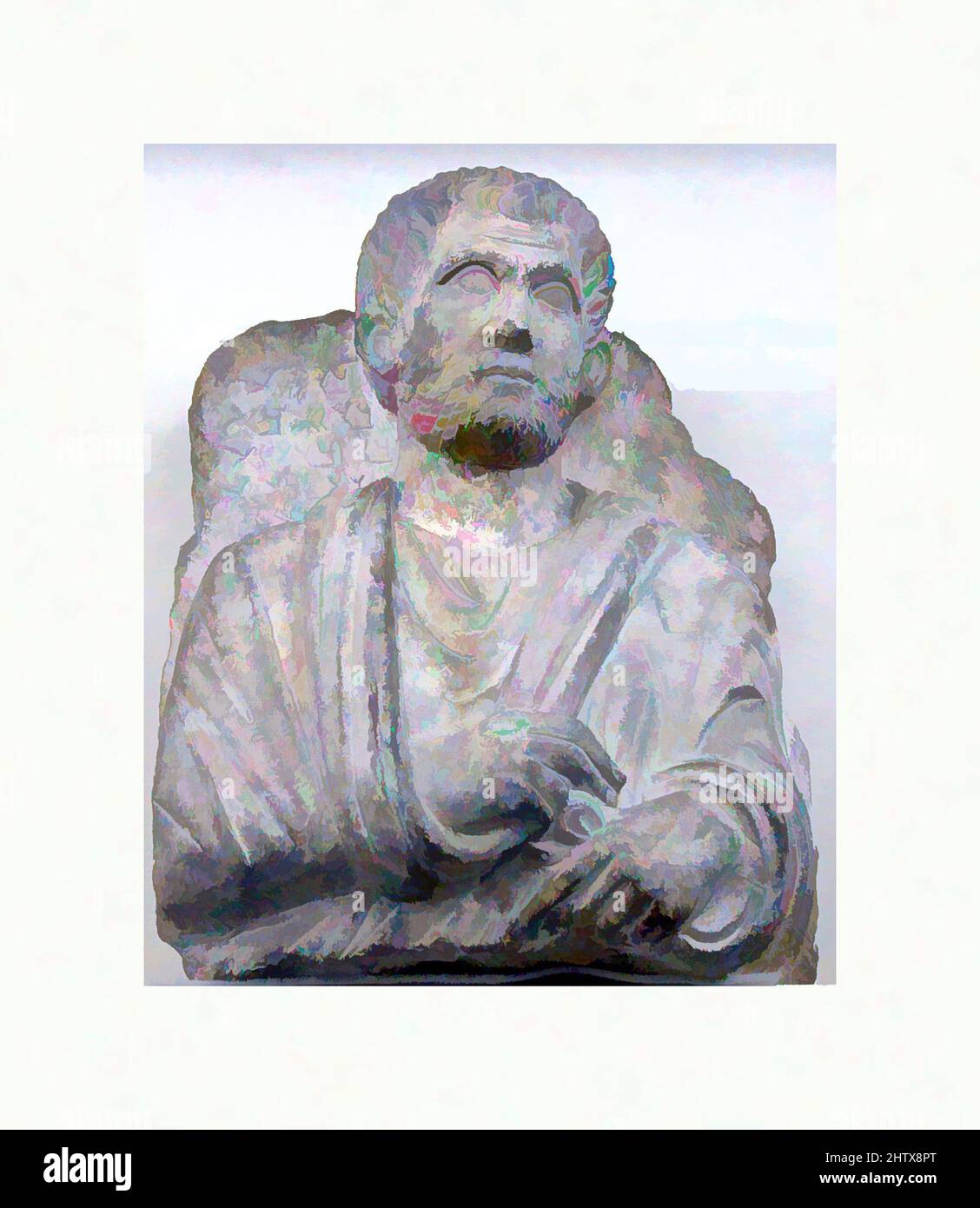 Arte ispirata al rilievo funerario, ca. 200–273, Siria, probabilmente di Palmyra, calcare, 20 x 15 7/16 x 9 1/16 pollici (50,8 x 39,3 x 23 cm), pietra-Sculpture-inscritto, Iscrizione: 1 Zabda'ateh, 2 figlio di Wahba, 3 figlio di Zabda'ateh. 4 questo è ciò che gli fece Wah-5 ba, suo fratello. 6, opere classiche modernizzate da Artotop con un tuffo di modernità. Forme, colore e valore, impatto visivo accattivante sulle emozioni artistiche attraverso la libertà delle opere d'arte in modo contemporaneo. Un messaggio senza tempo che persegue una nuova direzione selvaggiamente creativa. Artisti che si rivolgono al supporto digitale e creano l'NFT Artotop Foto Stock