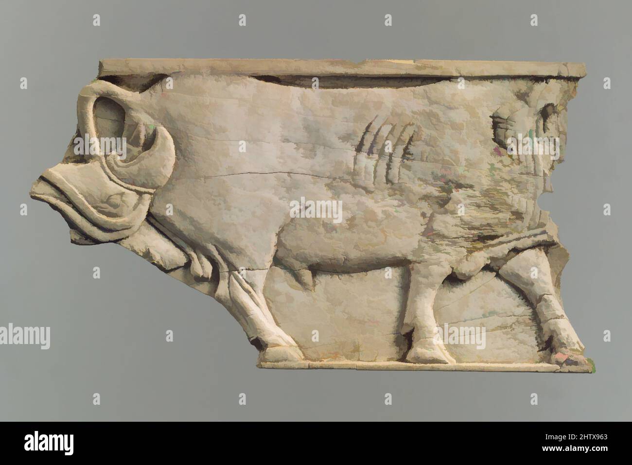 Arte ispirata da frammento di placca, Neo-Assiro, ca. 9th–8th secolo a.C., Mesopotamia, Nimrud (antico Kalhu), Assiro, Avorio, 3,86 x 7,01 x 0,28 poll. (9,8 x 17,81 x 0,71 cm), Ivory/Bone-Reliefs, opere classiche modernizzate da Artotop con un tuffo di modernità. Forme, colore e valore, impatto visivo accattivante sulle emozioni artistiche attraverso la libertà delle opere d'arte in modo contemporaneo. Un messaggio senza tempo che persegue una nuova direzione selvaggiamente creativa. Artisti che si rivolgono al supporto digitale e creano l'NFT Artotop Foto Stock