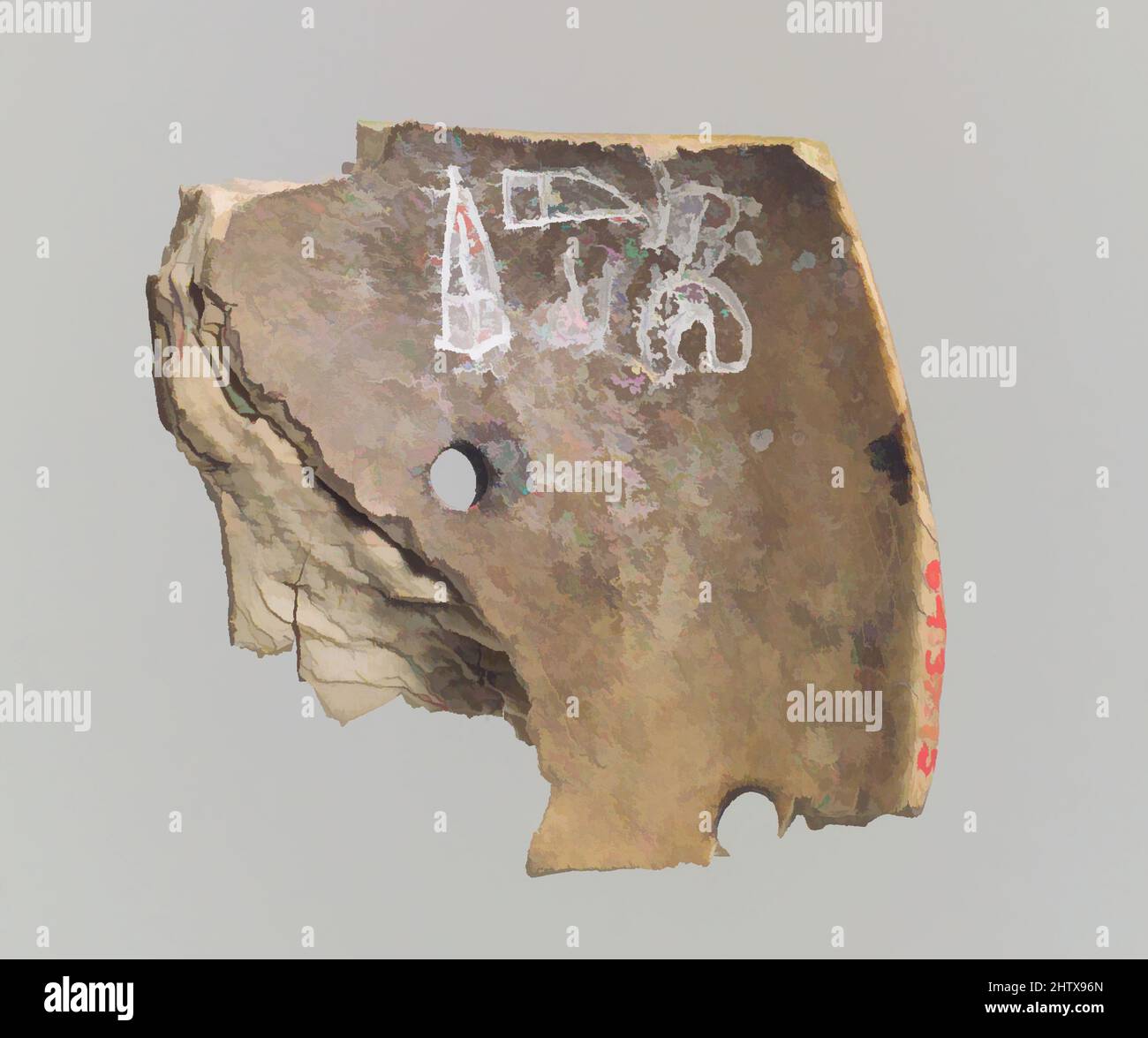 Arte ispirata da Shell Fragment, Neo-Assiro, ca. 9th–8th secolo a.C., Mesopotamia, Nimrud (antica Kalhu), Assira, Shell, 1,85 x 1,97 x 0,12 poll. (4,7 x 5 x 0,3 cm), Shell, Iscrizione in geroglifici luwiani: Urhilina, re, questo oggetto appartiene ad un gruppo di almeno quindici opere intere classiche modernizzate da Artotop con un tuffo di modernità. Forme, colore e valore, impatto visivo accattivante sulle emozioni artistiche attraverso la libertà delle opere d'arte in modo contemporaneo. Un messaggio senza tempo che persegue una nuova direzione selvaggiamente creativa. Artisti che si rivolgono al supporto digitale e creano l'NFT Artotop Foto Stock