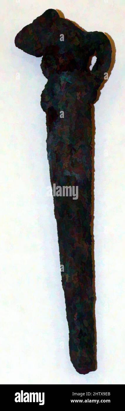 Arte ispirata da pin, fine 4th-inizio 3rd millennio a.C., Iran sudoccidentale, Iran, lega di rame, 3,39 poll. (8,61 cm), ornamenti in metallo, opere classiche modernizzate da Artotop con un tuffo di modernità. Forme, colore e valore, impatto visivo accattivante sulle emozioni artistiche attraverso la libertà delle opere d'arte in modo contemporaneo. Un messaggio senza tempo che persegue una nuova direzione selvaggiamente creativa. Artisti che si rivolgono al supporto digitale e creano l'NFT Artotop Foto Stock