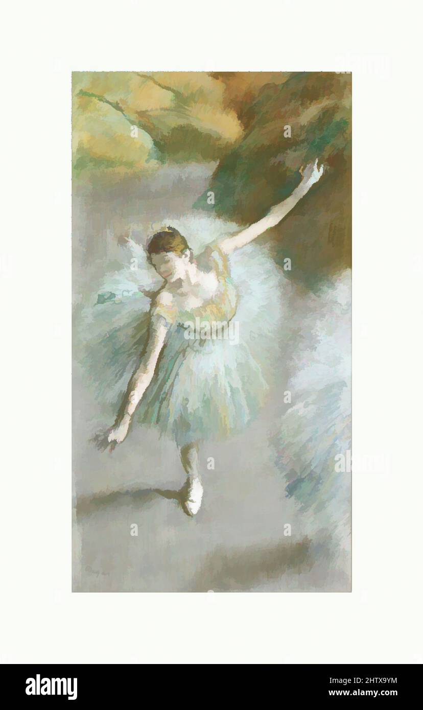 Arte ispirata da Dancer in Green, ca. 1883, pastello su carta, foglio: 27 15/16 x 14 15/16 pollici (71 x 37,9cm), disegni, Edgar Degas (francese, Parigi 1834–1917 Parigi, opere classiche modernizzate da Artotop con un tocco di modernità. Forme, colore e valore, impatto visivo accattivante sulle emozioni artistiche attraverso la libertà delle opere d'arte in modo contemporaneo. Un messaggio senza tempo che persegue una nuova direzione selvaggiamente creativa. Artisti che si rivolgono al supporto digitale e creano l'NFT Artotop Foto Stock