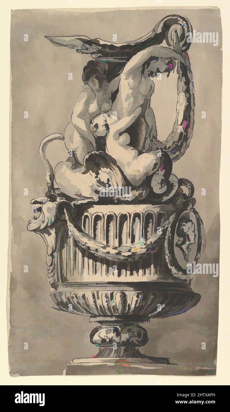 Art Inspired by Design for a Ewer, 1734–91, penna e inchiostro nero, spazzola e lavaggio grigio, 9 5/8 x 5 9/16 pollici (24,4 x 14,1 cm), disegni, Jean Charles Delafosse (francese, Parigi 1734–1789 Parigi, opere classiche modernizzate da Artotop con un tocco di modernità. Forme, colore e valore, impatto visivo accattivante sulle emozioni artistiche attraverso la libertà delle opere d'arte in modo contemporaneo. Un messaggio senza tempo che persegue una nuova direzione selvaggiamente creativa. Artisti che si rivolgono al supporto digitale e creano l'NFT Artotop Foto Stock