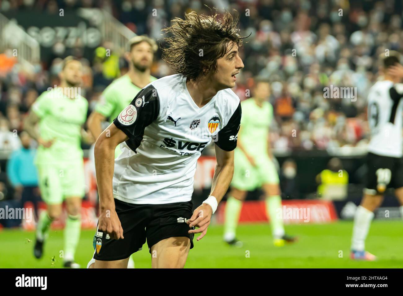 Valencia, Spagna. 02nd Mar 2022. Bryan Gil Salvatierra di Valencia CF visto durante la partita di calcio della Copa del Rey tra Valencia CF e Athletic Club Bilbao allo stadio Mestalla. Punteggio finale; Valencia CF 1:0 Athletic Club Bilbao. Credit: SOPA Images Limited/Alamy Live News Foto Stock