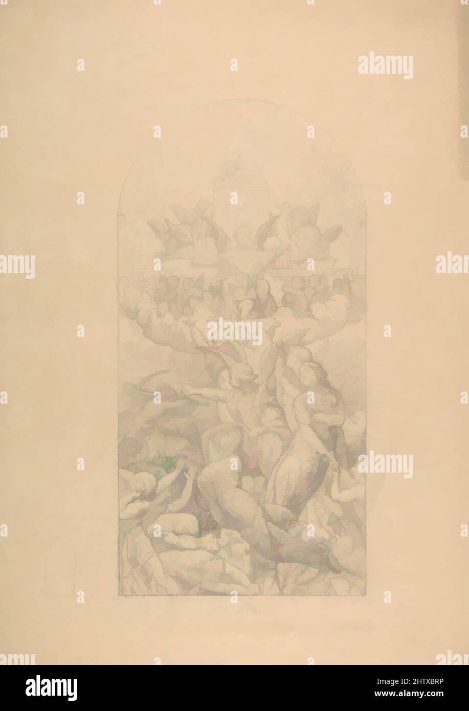 Arte ispirata al Purgatorio, 1835–98, grafite, aumentata di bianco, su carta beige, 19 1/8 x 12 1/2 poll. (48,6 x 31,7 cm), disegni, Jules-Eugène Lenepveu (francese, Angers 1819–1898 Parigi, opere classiche modernizzate da Artotop con un tuffo di modernità. Forme, colore e valore, impatto visivo accattivante sulle emozioni artistiche attraverso la libertà delle opere d'arte in modo contemporaneo. Un messaggio senza tempo che persegue una nuova direzione selvaggiamente creativa. Artisti che si rivolgono al supporto digitale e creano l'NFT Artotop Foto Stock