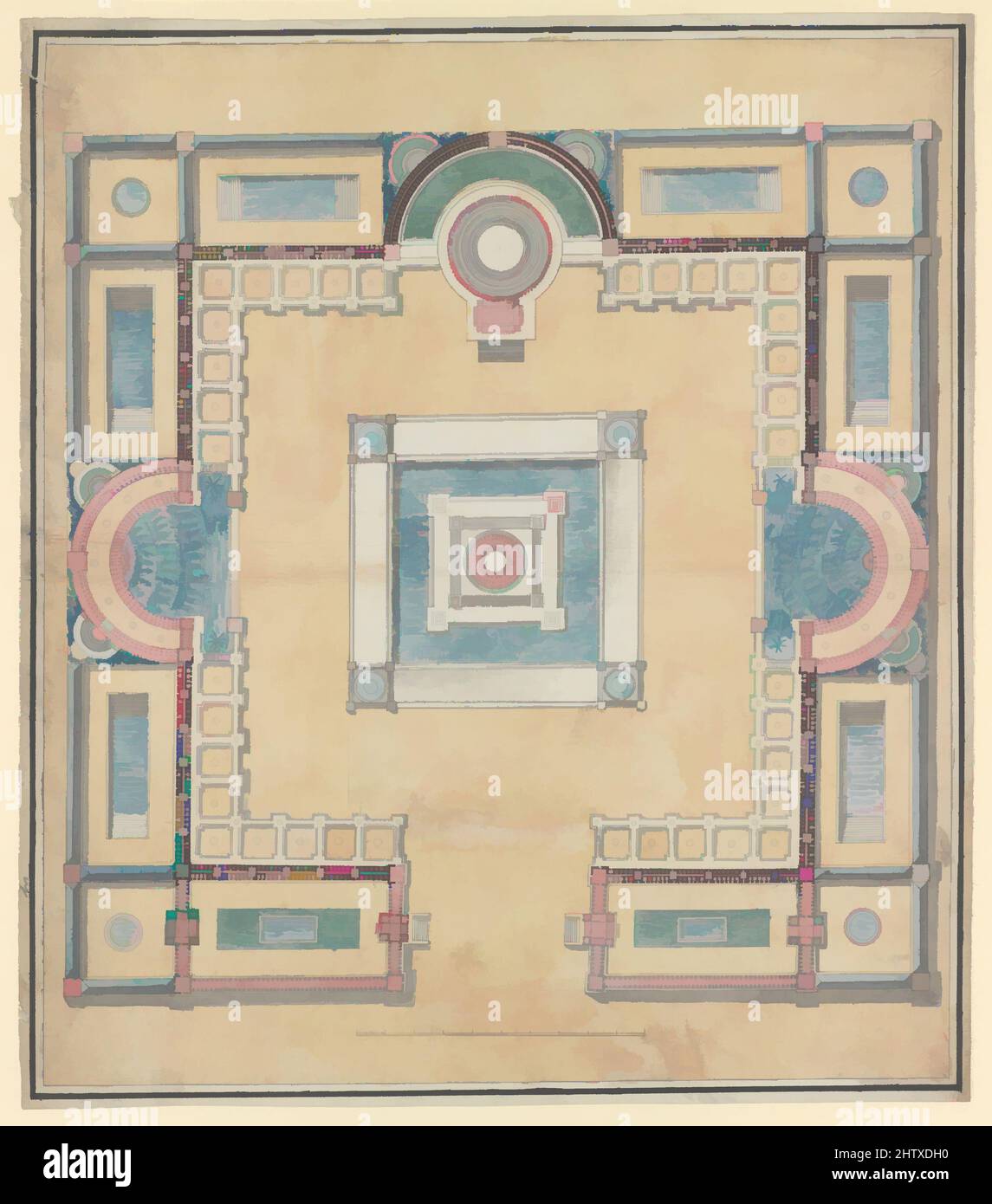 Arte ispirata da Plan for a Menagerie, ca. 1783, inchiostro a penna e nero, acquerello, 20 5/8 x 17 15/16 pollici (52,4 x 45,6 cm), Charles Percier (francese, Parigi 1764–1838 Parigi, opere classiche modernizzate da Artotop con un tocco di modernità. Forme, colore e valore, impatto visivo accattivante sulle emozioni artistiche attraverso la libertà delle opere d'arte in modo contemporaneo. Un messaggio senza tempo che persegue una nuova direzione selvaggiamente creativa. Artisti che si rivolgono al supporto digitale e creano l'NFT Artotop Foto Stock