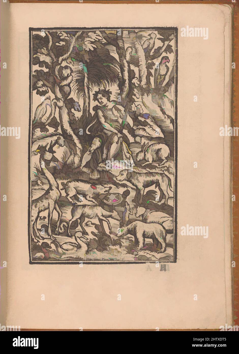 Art Inspired by Convivio delle Belle Donne, August 1532, Woodcut, Overall: 7 7/8 x 5 1/2 in. (20 x 14 cm), pubblicato da Nicolo Zoppino, italiano, attivo 16th secolo, Venezia, progettato da Matteo da Treviso, italiano, attivo 16th secolo. Pagina del titolo illustrata con la firma del designer, Classic opere modernizzate da Artotop con un tuffo di modernità. Forme, colore e valore, impatto visivo accattivante sulle emozioni artistiche attraverso la libertà delle opere d'arte in modo contemporaneo. Un messaggio senza tempo che persegue una nuova direzione selvaggiamente creativa. Artisti che si rivolgono al supporto digitale e creano l'NFT Artotop Foto Stock