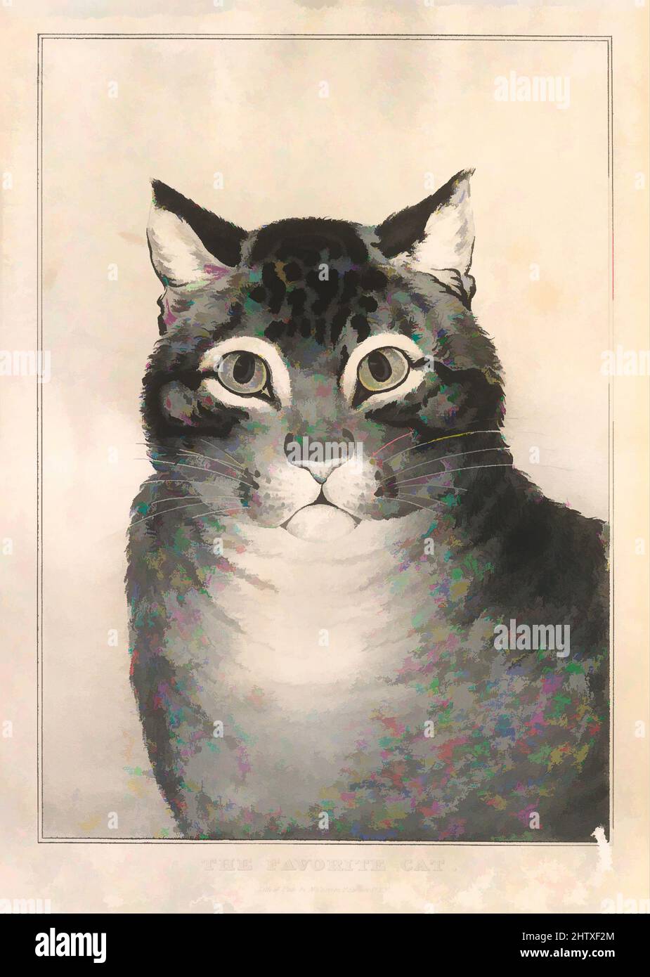 Art Inspired by the Favorite Cat, 1838–46, litografia colorata a mano, Image: 12 3/16 x 8 11/16 in. (31 x 22 cm), stampe, opere classiche modernizzate da Artotop con un tuffo di modernità. Forme, colore e valore, impatto visivo accattivante sulle emozioni artistiche attraverso la libertà delle opere d'arte in modo contemporaneo. Un messaggio senza tempo che persegue una nuova direzione selvaggiamente creativa. Artisti che si rivolgono al supporto digitale e creano l'NFT Artotop Foto Stock