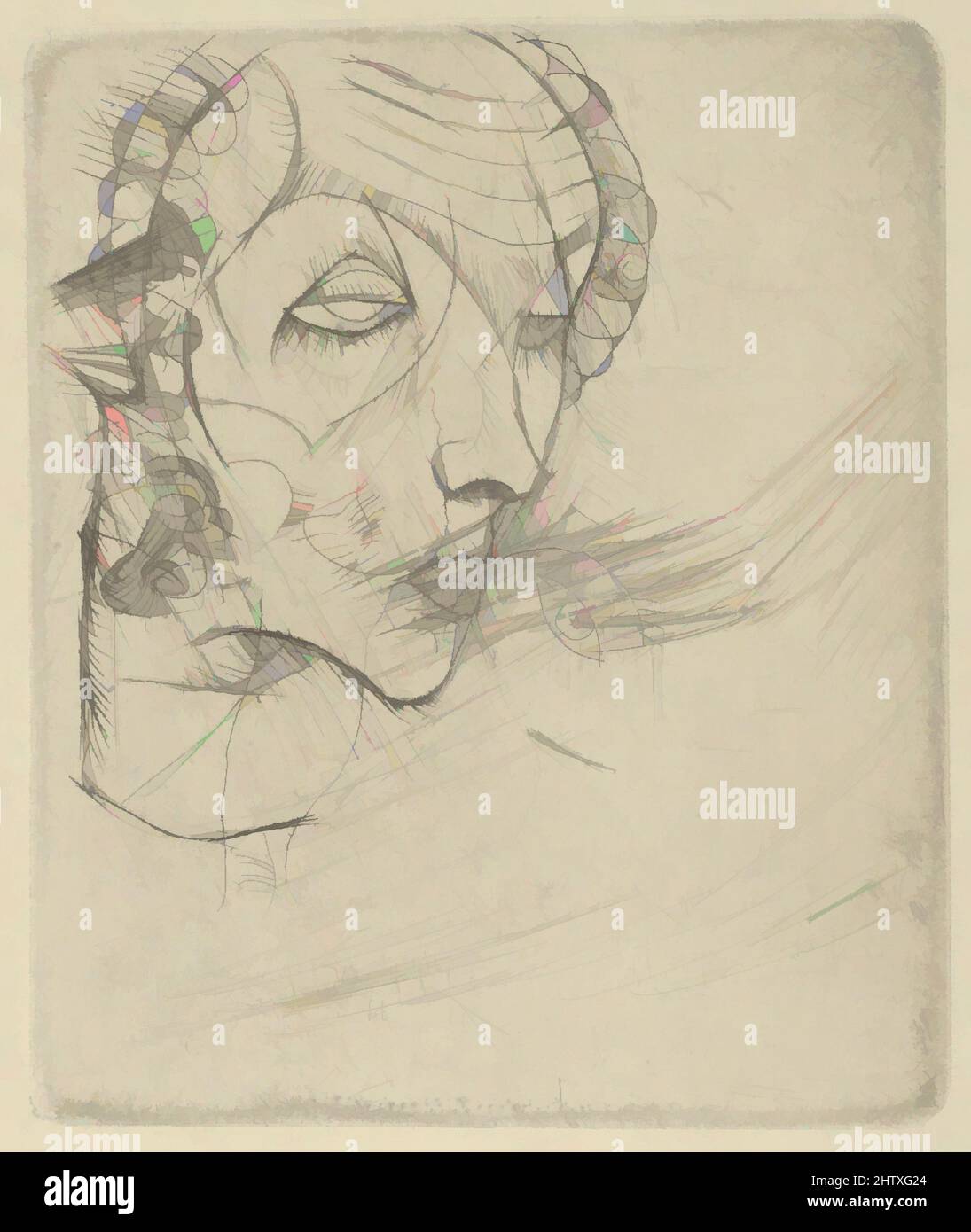 Art Inspired by Self Portrait, 1914, DRYPOINT, piatto: 5 x 4-1/4 pollici (12,7 x 10,7 cm), stampe, Egon Schiele (Austriaco, Tulln 1890–1918 Vienna, opere classiche modernizzate da Artotop con un tuffo di modernità. Forme, colore e valore, impatto visivo accattivante sulle emozioni artistiche attraverso la libertà delle opere d'arte in modo contemporaneo. Un messaggio senza tempo che persegue una nuova direzione selvaggiamente creativa. Artisti che si rivolgono al supporto digitale e creano l'NFT Artotop Foto Stock