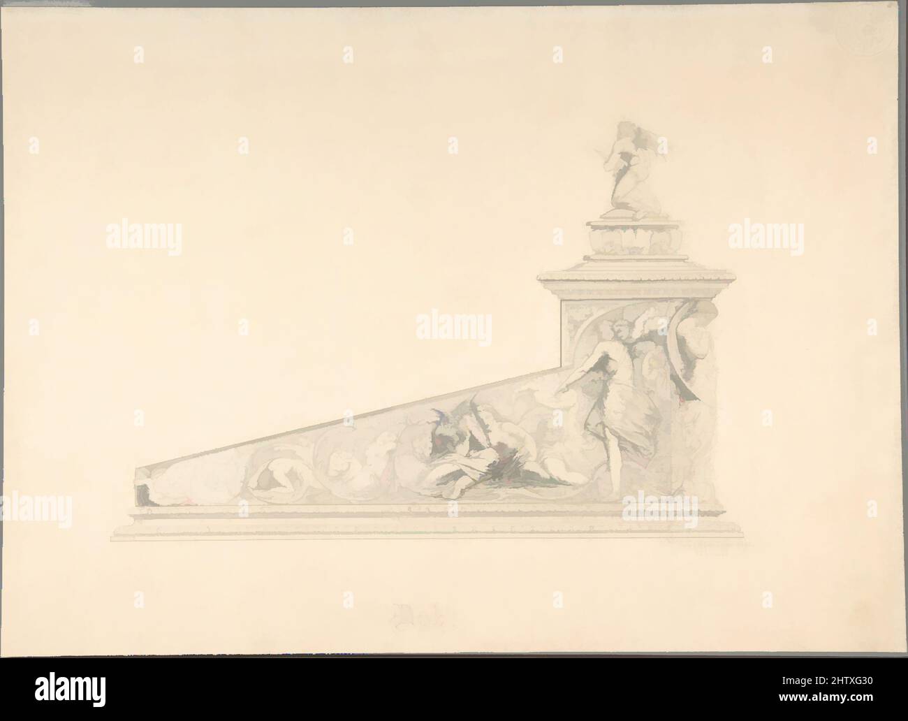 Art Inspired by Design for a Desk, 1851, foglio: 6 9/16 x 9 15/16 poll. (16,7 x 25,2 cm), G. Clark Stanton (British (Born Scotland), 1832–1894 Edinburgh, opere classiche modernizzate da Artotop con un tocco di modernità. Forme, colore e valore, impatto visivo accattivante sulle emozioni artistiche attraverso la libertà delle opere d'arte in modo contemporaneo. Un messaggio senza tempo che persegue una nuova direzione selvaggiamente creativa. Artisti che si rivolgono al supporto digitale e creano l'NFT Artotop Foto Stock