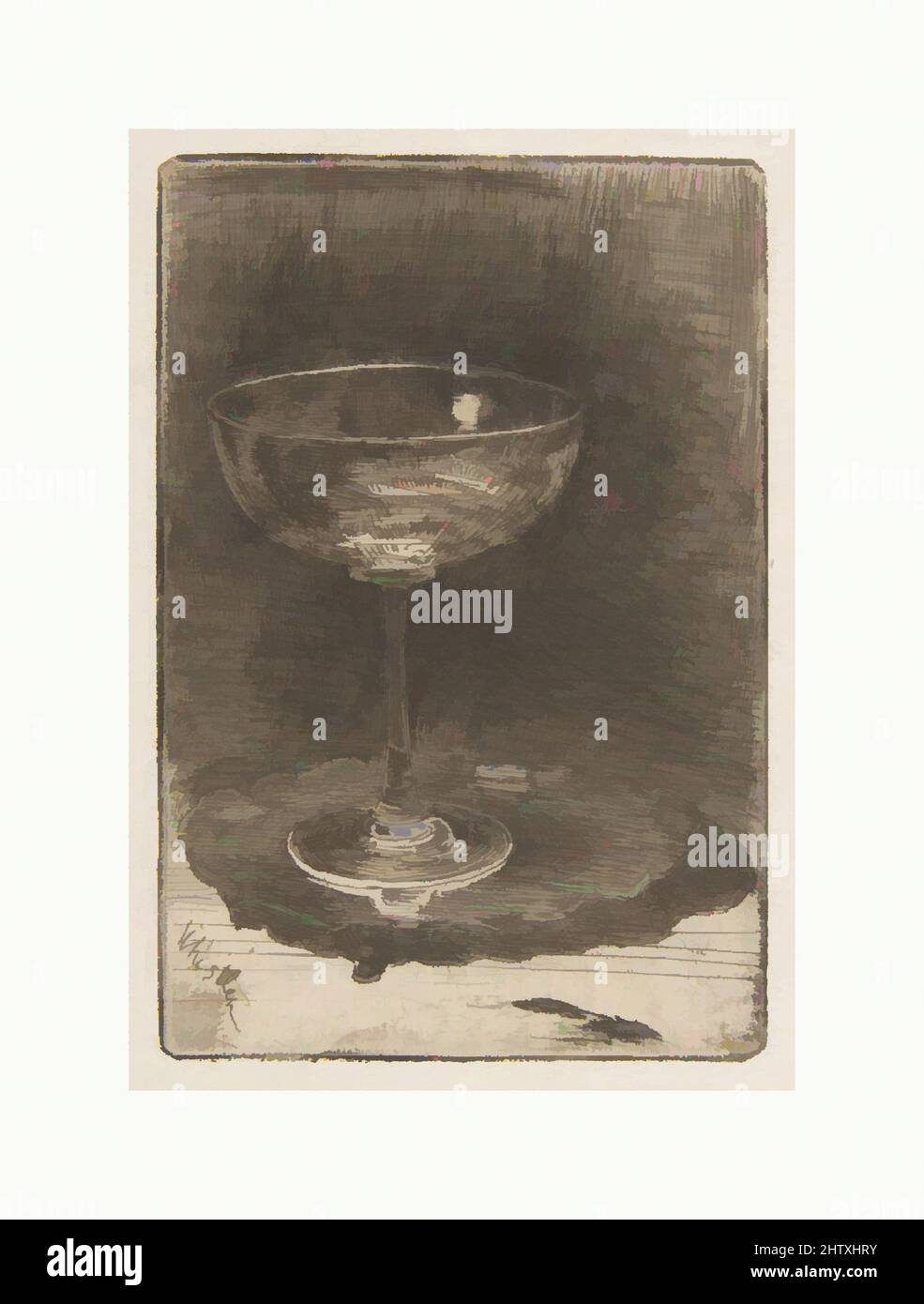 Art Inspired by The Wine Glass, 1858, Etching; secondo stato di due (Glasgow); inchiostro nero-marrone scuro su tessuto fibroso Giappone, piatto: 3 3/16 x 2 3/16 pollici (8,2 x 5,5 cm), Prints, James McNeill Whistler (American, Lowell, Massachusetts 1834–1903 London, opere classiche modernizzate da Artotop con un tuffo nella modernità. Forme, colore e valore, impatto visivo accattivante sulle emozioni artistiche attraverso la libertà delle opere d'arte in modo contemporaneo. Un messaggio senza tempo che persegue una nuova direzione selvaggiamente creativa. Artisti che si rivolgono al supporto digitale e creano l'NFT Artotop Foto Stock