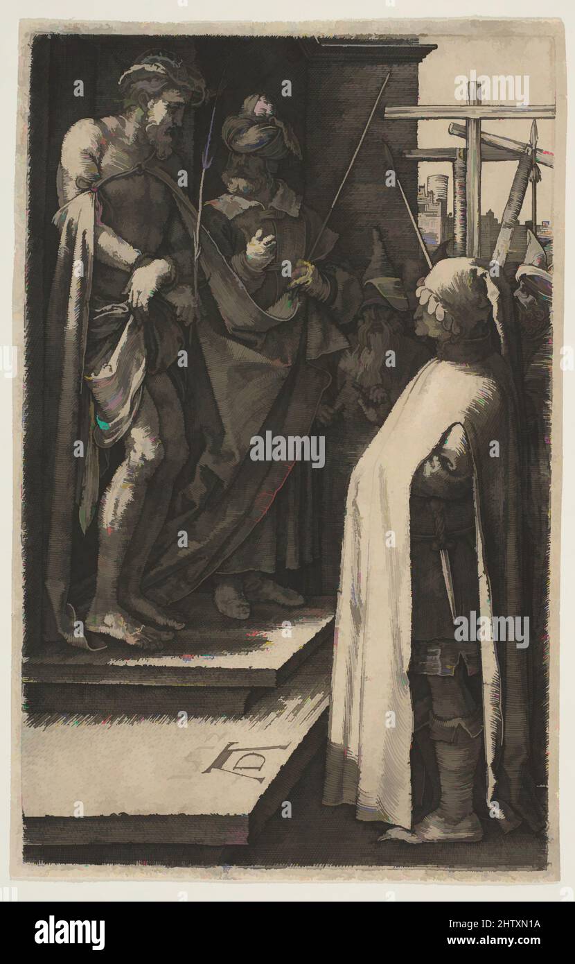 Art Inspired by Ecce Homo, from the Passion, 1512, Engraving, Sheet: 4 3/4 x 3 1/16 in. (12,1 x 7,7 cm), Prints, Albrecht Dürer (tedesco, Norimberga 1471–1528 Norimberga, opere classiche modernizzate da Artotop con un tocco di modernità. Forme, colore e valore, impatto visivo accattivante sulle emozioni artistiche attraverso la libertà delle opere d'arte in modo contemporaneo. Un messaggio senza tempo che persegue una nuova direzione selvaggiamente creativa. Artisti che si rivolgono al supporto digitale e creano l'NFT Artotop Foto Stock