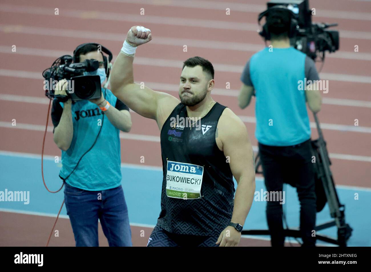 Madrid, spagnolo. 02nd Mar 2022. Madrid, Spagna; 02,03-2022.- Konrad BUKOWIECKI, Men's Shot Put Indoor Tour Gold Madrid 2022 Credit: Juan Carlos Rojas/dpa/Alamy Live News Foto Stock