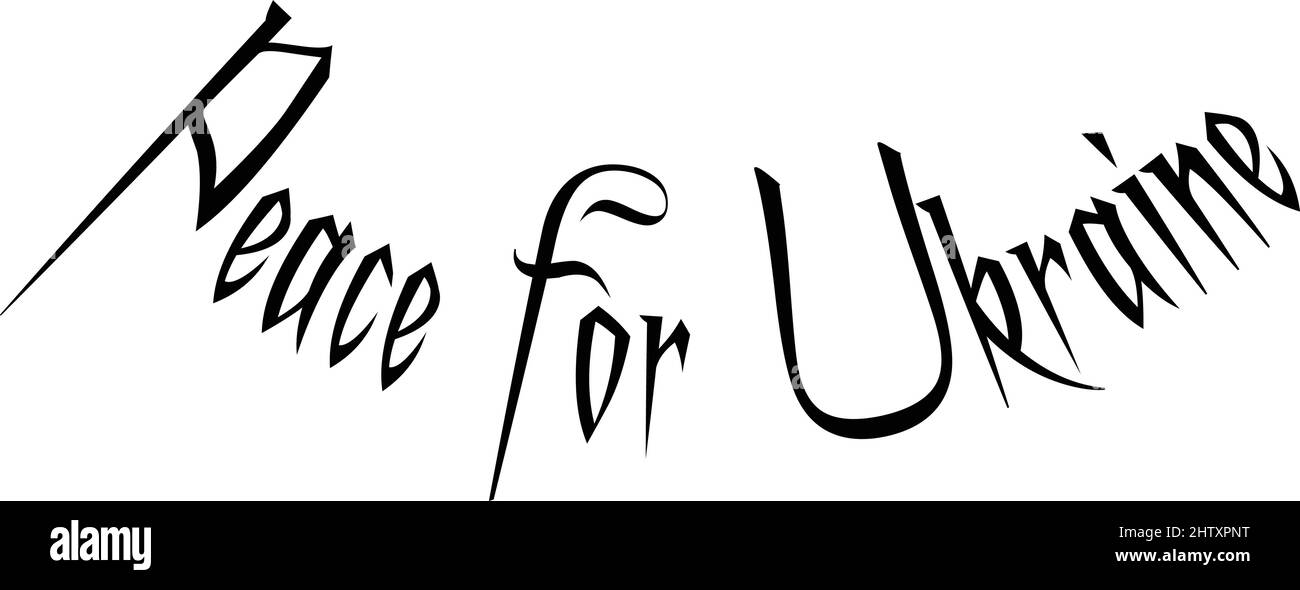 Peace for Ukraine testo segno illustrazione su sfondo bianco Illustrazione Vettoriale