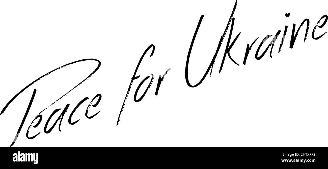 Peace for Ukraine testo segno illustrazione su sfondo bianco Illustrazione Vettoriale