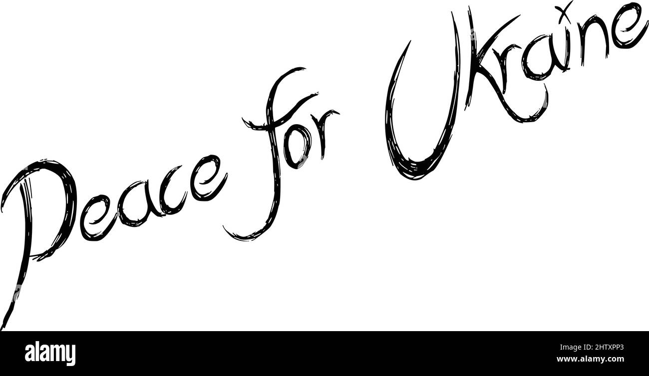 Peace for Ukraine testo segno illustrazione su sfondo bianco Illustrazione Vettoriale