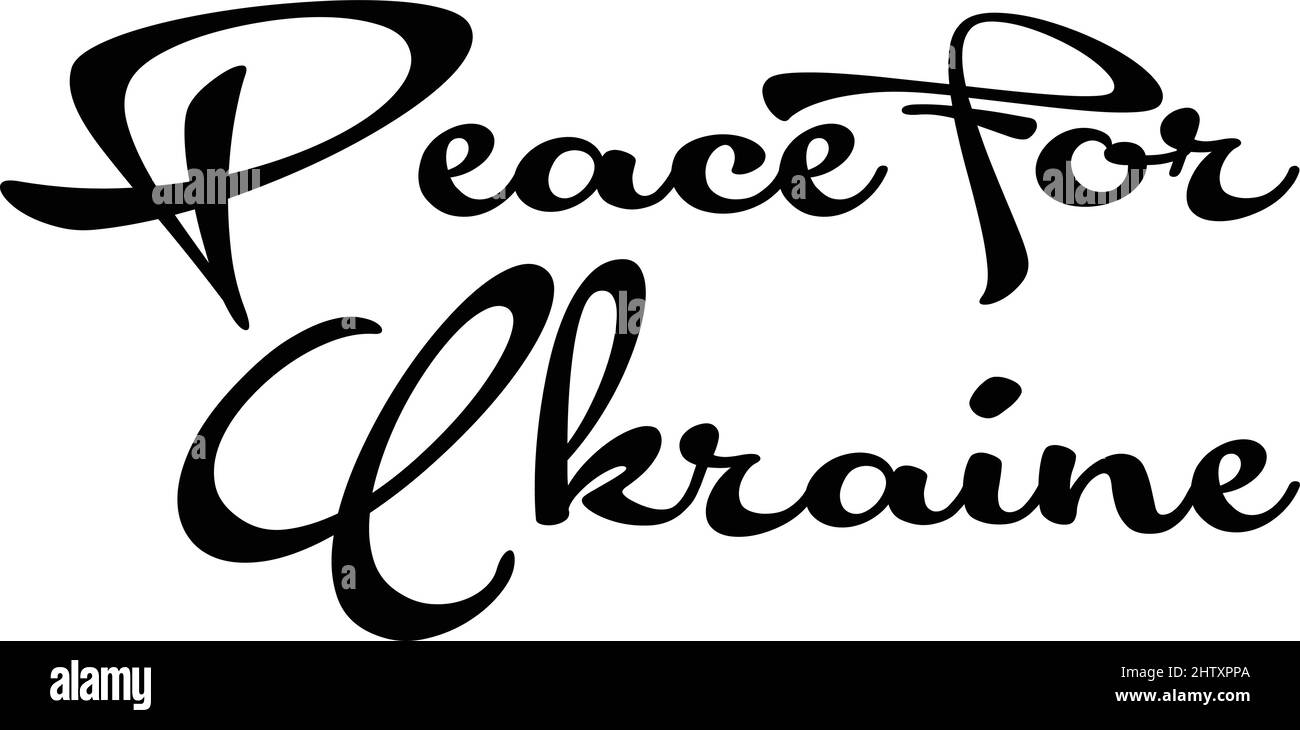 Peace for Ukraine testo segno illustrazione su sfondo bianco Illustrazione Vettoriale