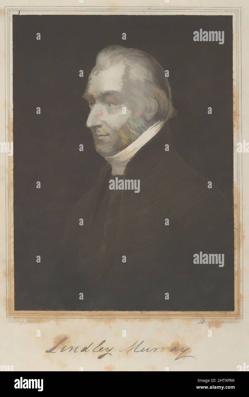 Art Inspired by Lindley Murray, 1827, incisione, foglio: 10 1/8 x 7 9/16 poll. (25,7 x 19,2 cm), Prints, Asher Brown Durand (American, Jefferson, New Jersey 1796–1886 Maplewood, New Jersey), dopo E. Westoby (British, nato 1775, attivo 1806–1823, opere classiche modernizzate da Artotop con un tuffo di modernità. Forme, colore e valore, impatto visivo accattivante sulle emozioni artistiche attraverso la libertà delle opere d'arte in modo contemporaneo. Un messaggio senza tempo che persegue una nuova direzione selvaggiamente creativa. Artisti che si rivolgono al supporto digitale e creano l'NFT Artotop Foto Stock