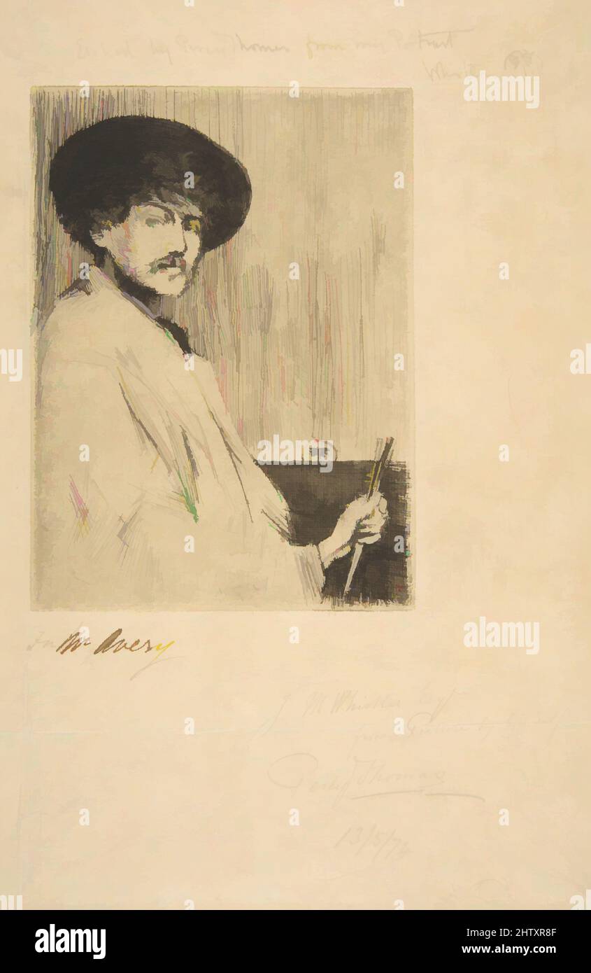 Arte ispirata a James McNeill Whistler, 1874, Etching; stato iniziale (prima dell'aggiunta della firma dell'artista in basso a sinistra al centro), piatto: 5 1/8 x 7 3/4 pollici (13 x 19,7 cm), Prints, Percy Thomas (British, London 1846–1922 London), dopo James McNeill Whistler (American, Lowell, Massachusetts, opere classiche modernizzate da Artotop con un tuffo di modernità. Forme, colore e valore, impatto visivo accattivante sulle emozioni artistiche attraverso la libertà delle opere d'arte in modo contemporaneo. Un messaggio senza tempo che persegue una nuova direzione selvaggiamente creativa. Artisti che si rivolgono al supporto digitale e creano l'NFT Artotop Foto Stock