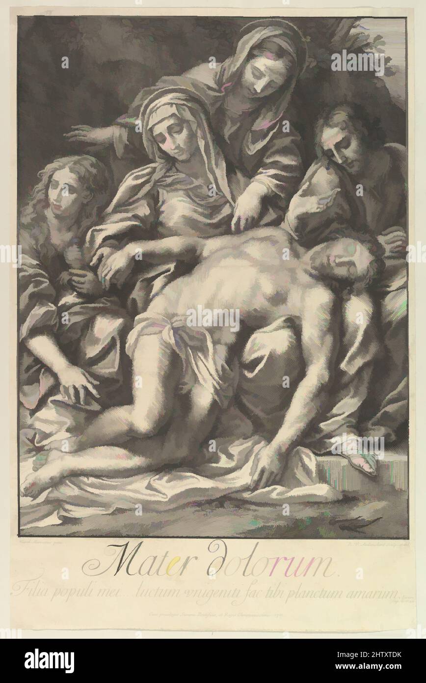 Arte ispirata a Mater dolorum, 1701, incisione e incisione, foglio: 21 1/4 x 15 5/8 poll. (54 x 39,7 cm), Prints, Robert van Audenaerde (Fiammingo, Gand 1663–1743 Gand), dopo Carlo Maratti (italiano, Camerano 1625–1713 Roma, opere classiche modernizzate da Artotop con un tuffo di modernità. Forme, colore e valore, impatto visivo accattivante sulle emozioni artistiche attraverso la libertà delle opere d'arte in modo contemporaneo. Un messaggio senza tempo che persegue una nuova direzione selvaggiamente creativa. Artisti che si rivolgono al supporto digitale e creano l'NFT Artotop Foto Stock