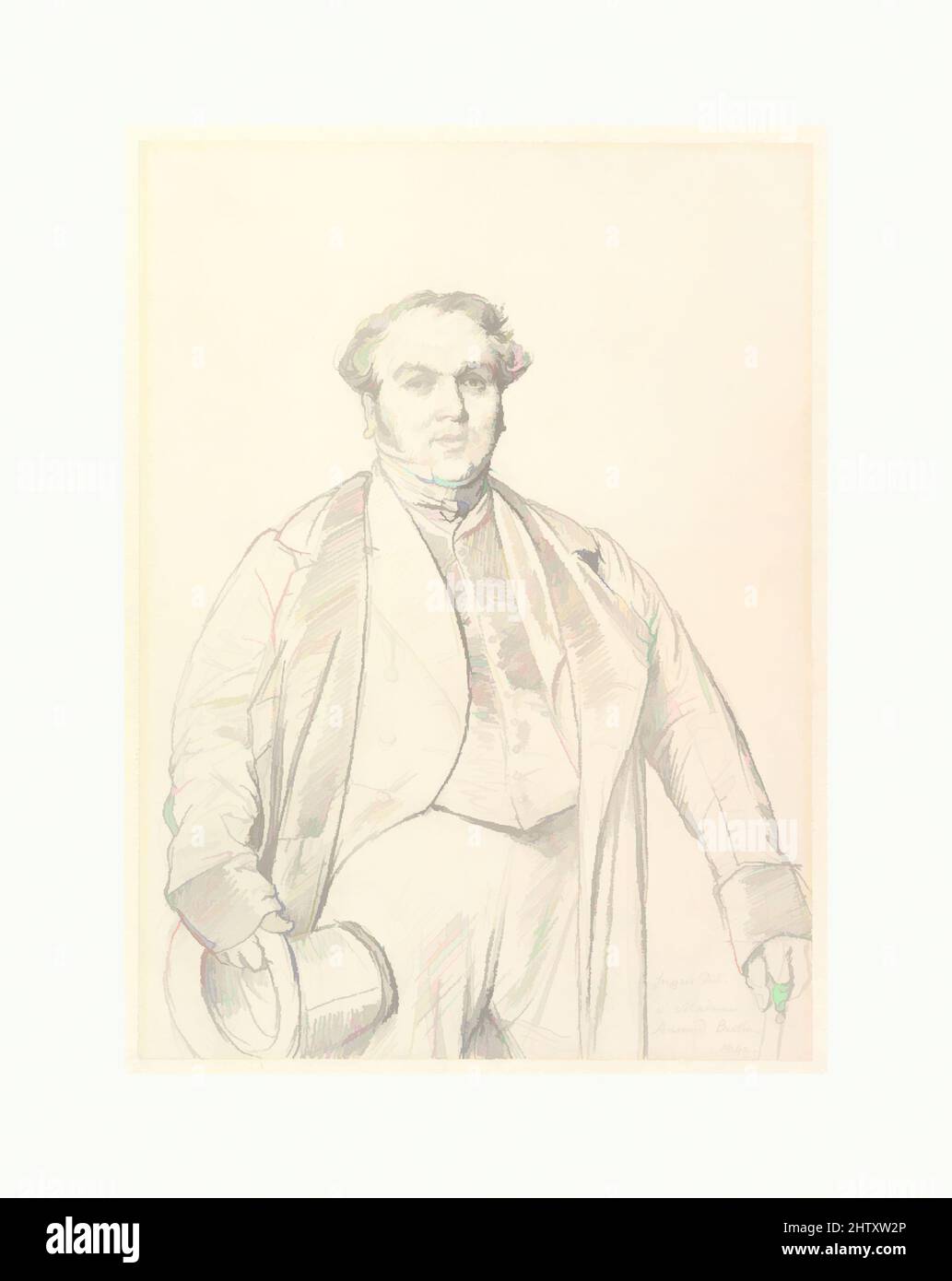 Art Inspired by Armand Bertin, 1842, Graphite on Wove paper, foglio: 12 5/16 x 9 pollici (31,2 x 22,8 cm), disegni, Jean Auguste Dominique Ingres (francese, Montauban 1780–1867 Parigi, opere classiche modernizzate da Artotop con un tuffo di modernità. Forme, colore e valore, impatto visivo accattivante sulle emozioni artistiche attraverso la libertà delle opere d'arte in modo contemporaneo. Un messaggio senza tempo che persegue una nuova direzione selvaggiamente creativa. Artisti che si rivolgono al supporto digitale e creano l'NFT Artotop Foto Stock