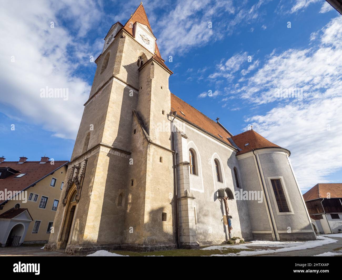 Chiesa parrocchiale cattolica di San Giacomo il Vecchio, Krieglach, Muerztal, Stiria, Austria Foto Stock