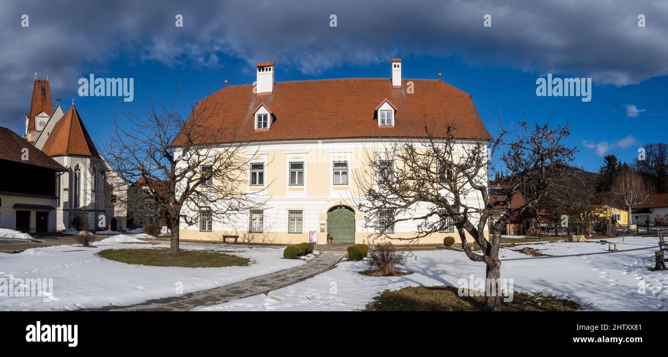 Chiesa parrocchiale e cattolica di San Giacomo il Vecchio, Krieglach, Muerztal, Stiria, Austria Foto Stock