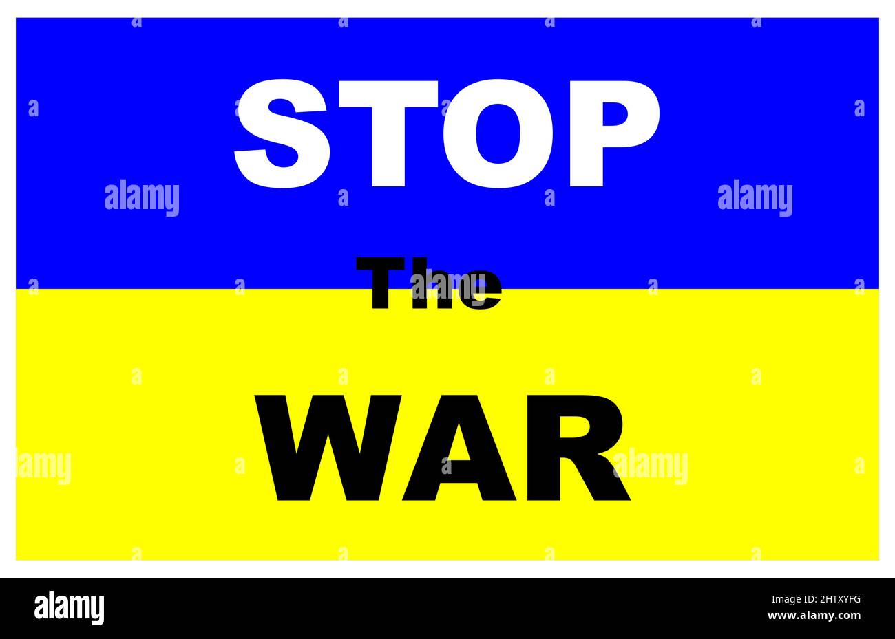 Fermare la guerra con un'illustrazione vettoriale di bandiera Ucraina Illustrazione Vettoriale