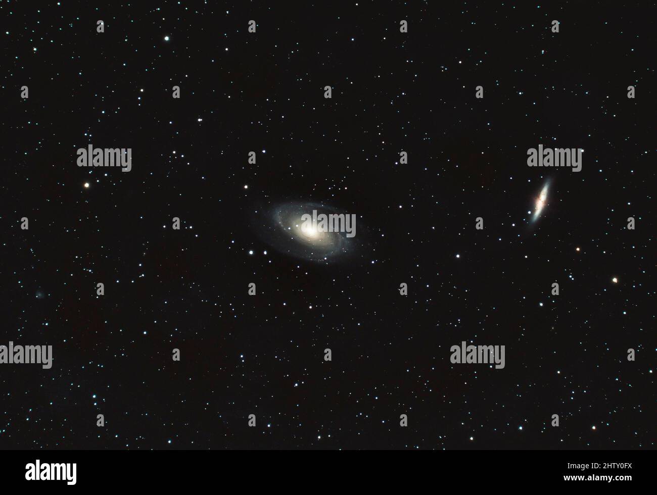 La galassia a spirale è una galassia a forma di galassia, Messier 81 e Messier 82 a Ursa Major, Baviera, Germania Foto Stock