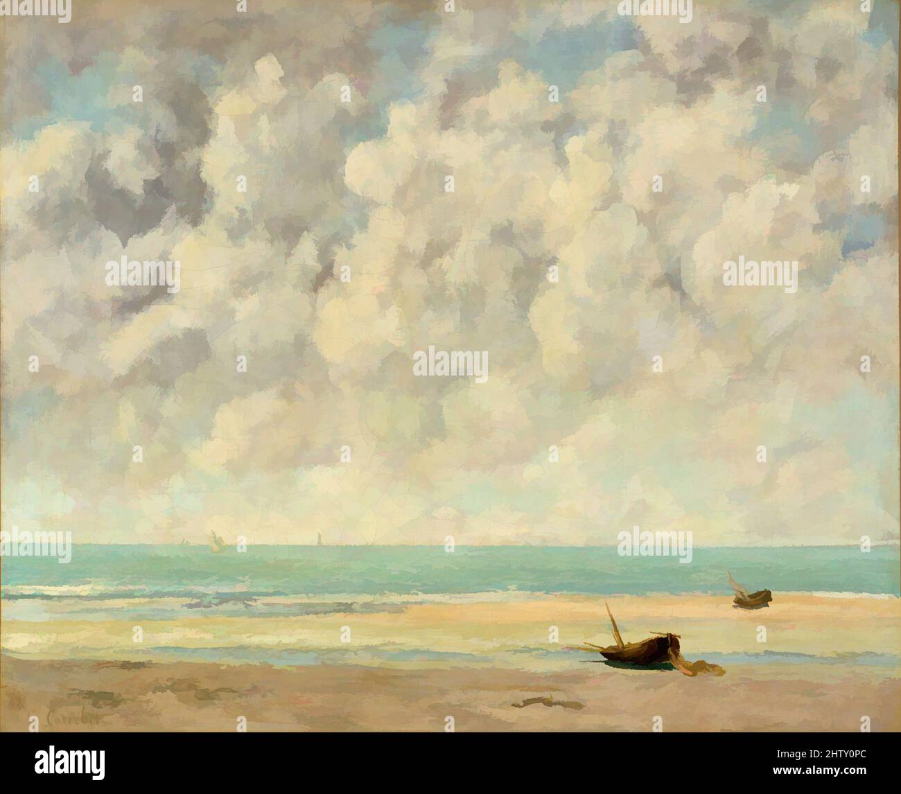 Arte ispirata al mare calmo, 1869, olio su tela, 23 1/2 x 28 3/4 poll. (59,7 x 73 cm), dipinti, Gustave Courbet (francese, Ornans 1819–1877 la Tour-de-Peilz), Courbet dipinse questa vista guardando sul canale della Manica durante una visita a Étretat lungo la costa della Normandia in agosto, opere classiche modernizzate da Artotop con un tuffo di modernità. Forme, colore e valore, impatto visivo accattivante sulle emozioni artistiche attraverso la libertà delle opere d'arte in modo contemporaneo. Un messaggio senza tempo che persegue una nuova direzione selvaggiamente creativa. Artisti che si rivolgono al supporto digitale e creano l'NFT Artotop Foto Stock Arte ispirata al mare calmo, 1869, olio su tela, 23 1/2 x 28 3/4 poll. (59,7 x 73 cm), dipinti, Gustave Courbet (francese, Ornans 1819–1877 la Tour-de-Peilz), Courbet dipinse questa vista guardando sul canale della Manica durante una visita a Étretat lungo la costa della Normandia in agosto, opere classiche modernizzate da Artotop con un tuffo di modernità. Forme, colore e valore, impatto visivo accattivante sulle emozioni artistiche attraverso la libertà delle opere d'arte in modo contemporaneo. Un messaggio senza tempo che persegue una nuova direzione selvaggiamente creativa. Artisti che si rivolgono al supporto digitale e creano l'NFT Artotop Foto Stock
