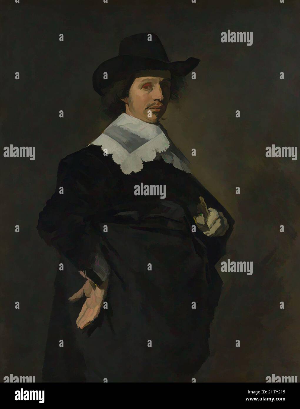 Arte ispirata a Paulus Verschuur (1606–1667), 1643, olio su tela, 46 3/4 x 37 poll. (118,7 x 94 cm), dipinti, Frans Hals (olandese, Anversa 1582/83–1666 Haarlem), Paulus Verschuur servì sette termini come borgomastro di Rotterdam ed era anche direttore della East India Company. Nonostante, opere classiche modernizzate da Artotop con un tuffo di modernità. Forme, colore e valore, impatto visivo accattivante sulle emozioni artistiche attraverso la libertà delle opere d'arte in modo contemporaneo. Un messaggio senza tempo che persegue una nuova direzione selvaggiamente creativa. Artisti che si rivolgono al supporto digitale e creano l'NFT Artotop Foto Stock