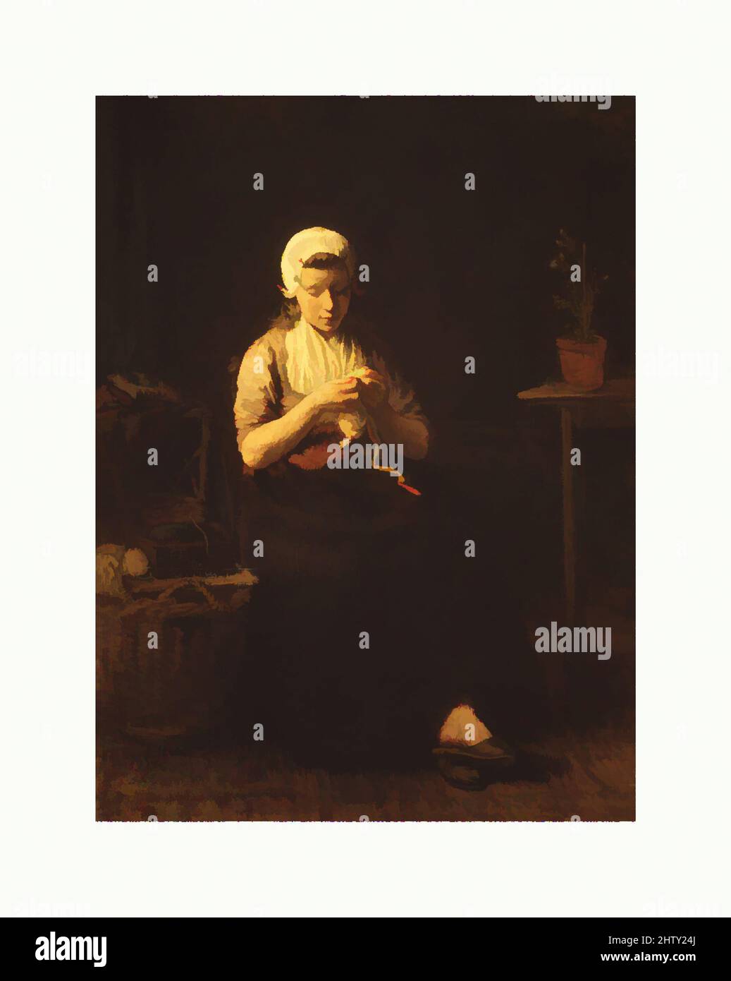 Arte ispirata alle aspettative, olio su tela, 71 1/2 x 54 poll. (181,6 x 137,2 cm), dipinti, Jozef Israëls (olandese, Groningen 1824–1911 Scheveningen, opere classiche modernizzate da Artotop con un tuffo di modernità. Forme, colore e valore, impatto visivo accattivante sulle emozioni artistiche attraverso la libertà delle opere d'arte in modo contemporaneo. Un messaggio senza tempo che persegue una nuova direzione selvaggiamente creativa. Artisti che si rivolgono al supporto digitale e creano l'NFT Artotop Foto Stock