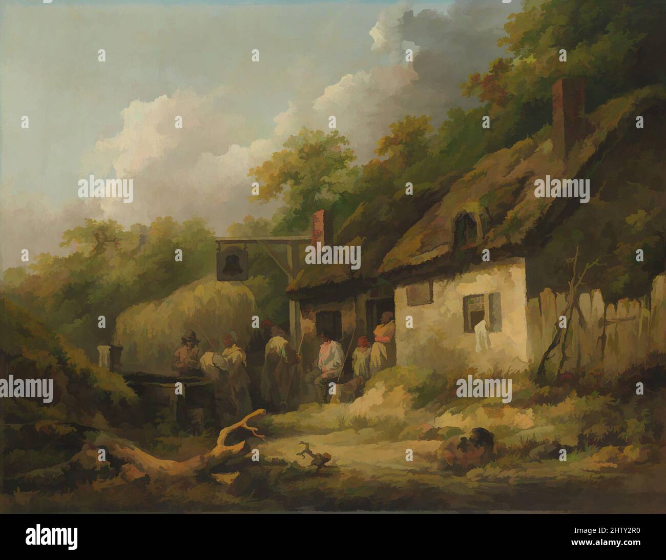 Arte ispirata al Bell Inn, fine 1780s, olio su tela, 20 1/2 x 26 1/4 poll. (52,1 x 66,7 cm), dipinti, George Morland (British, Londra 1763–1804 Londra, opere classiche modernizzate da Artotop con un tuffo di modernità. Forme, colore e valore, impatto visivo accattivante sulle emozioni artistiche attraverso la libertà delle opere d'arte in modo contemporaneo. Un messaggio senza tempo che persegue una nuova direzione selvaggiamente creativa. Artisti che si rivolgono al supporto digitale e creano l'NFT Artotop Foto Stock