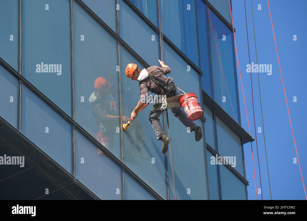 Detergente per vetri, Tel Aviv, Israele Foto Stock