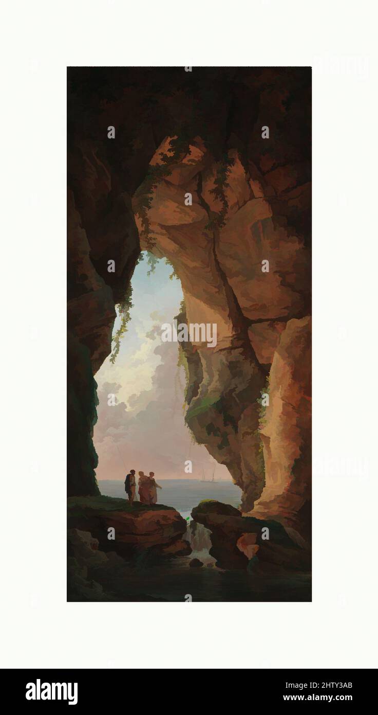 Arte ispirata alla bocca di una Grotta, 1784, olio su tela, 68 3/4 x 31 1/4 poll. (174,6 x 79,4 cm), dipinti, Hubert Robert (francese, Parigi 1733–1808 Parigi), da un insieme di sei dipinti realizzati per la salle des bains del comte d'Artois, fratello minore di Luigi XVI, al Château de, opere classiche modernizzate da Artotop con un tuffo di modernità. Forme, colore e valore, impatto visivo accattivante sulle emozioni artistiche attraverso la libertà delle opere d'arte in modo contemporaneo. Un messaggio senza tempo che persegue una nuova direzione selvaggiamente creativa. Artisti che si rivolgono al supporto digitale e creano l'NFT Artotop Foto Stock