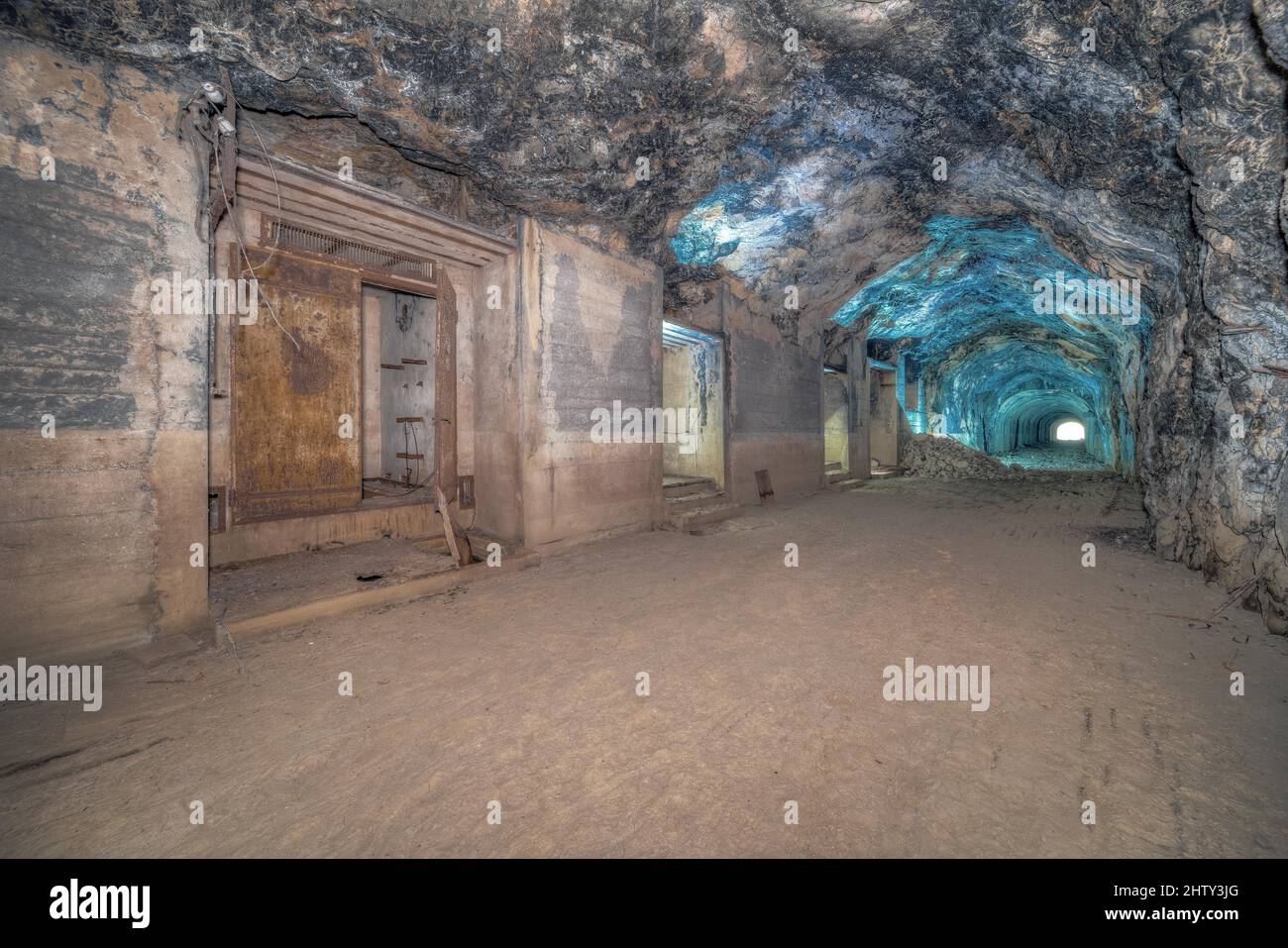 Sala macchine, tunnel di trasporto, cava, Wuelfrath, Renania settentrionale-Vestfalia, Germania Foto Stock