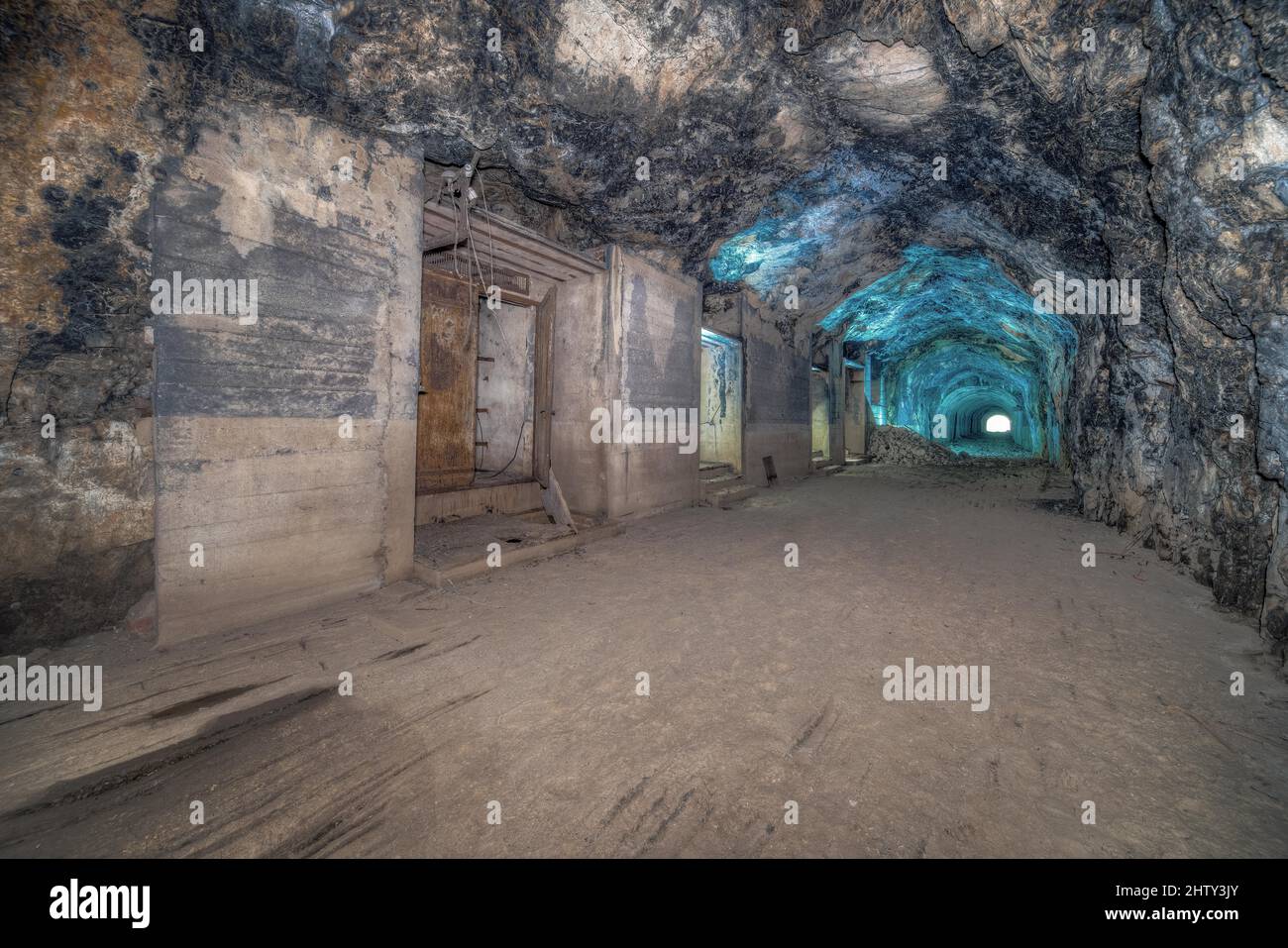 Sala macchine, tunnel di trasporto, cava, Wuelfrath, Renania settentrionale-Vestfalia, Germania Foto Stock