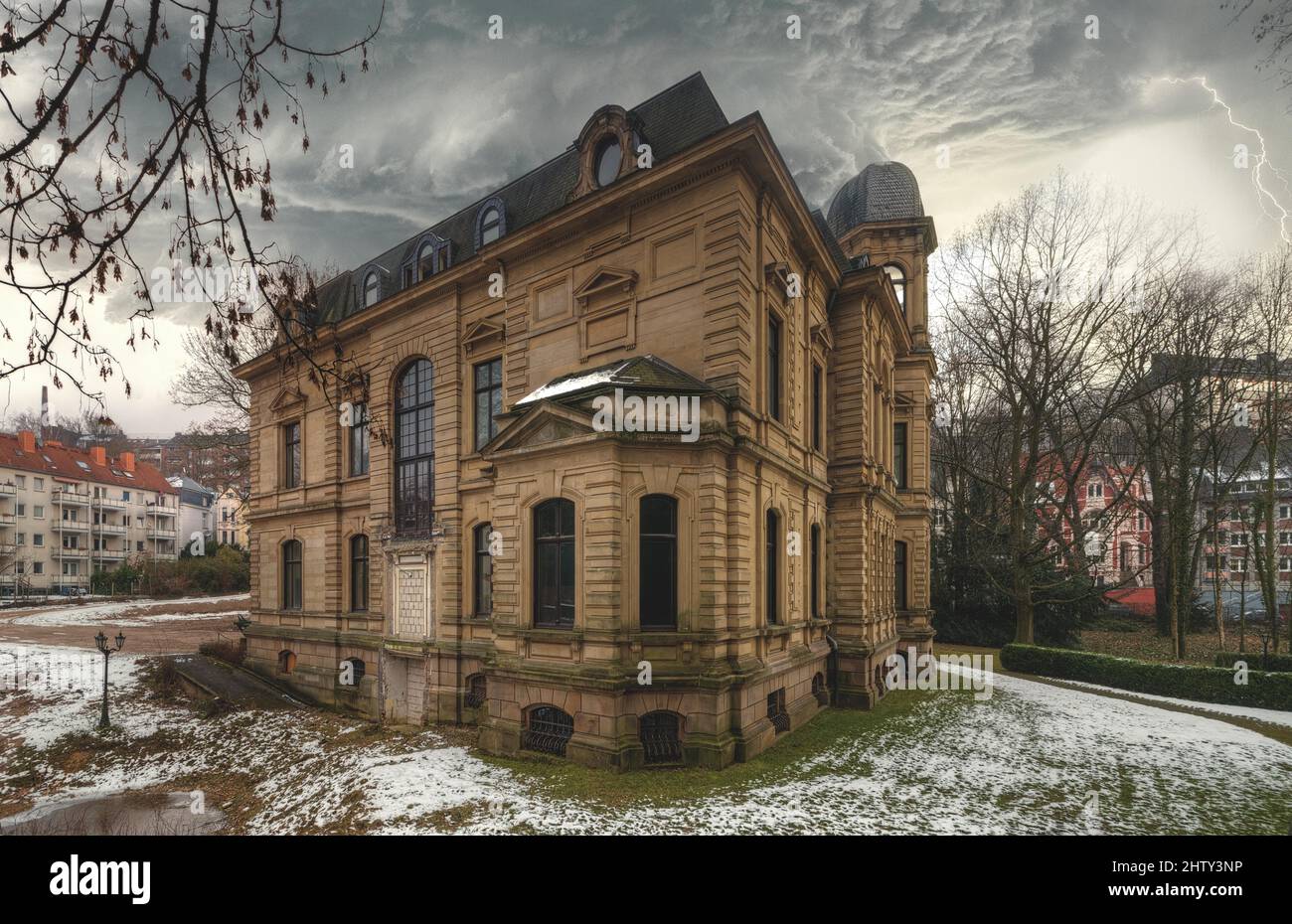 Vista esterna, Villa Woodstock, Wuppertal, Renania settentrionale-Vestfalia, Germania Foto Stock