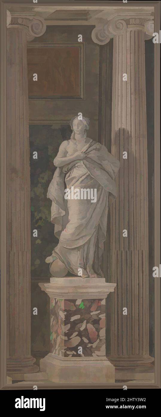 Arte ispirata a Grammar, 1760, fresco, trasferita su tela, 146 x 57 7/8 poll. (370,8 x 147 cm), dipinti, Giovanni Battista Tiepolo (Venezia 1696–1770 Madrid) e laboratorio, e Girolamo Mengozzi (colonna) (italiano, veneziano, 1688–ca. 1766), come gli altri affreschi di, opere classiche modernizzate da Artotop con un tuffo di modernità. Forme, colore e valore, impatto visivo accattivante sulle emozioni artistiche attraverso la libertà delle opere d'arte in modo contemporaneo. Un messaggio senza tempo che persegue una nuova direzione selvaggiamente creativa. Artisti che si rivolgono al supporto digitale e creano l'NFT Artotop Foto Stock