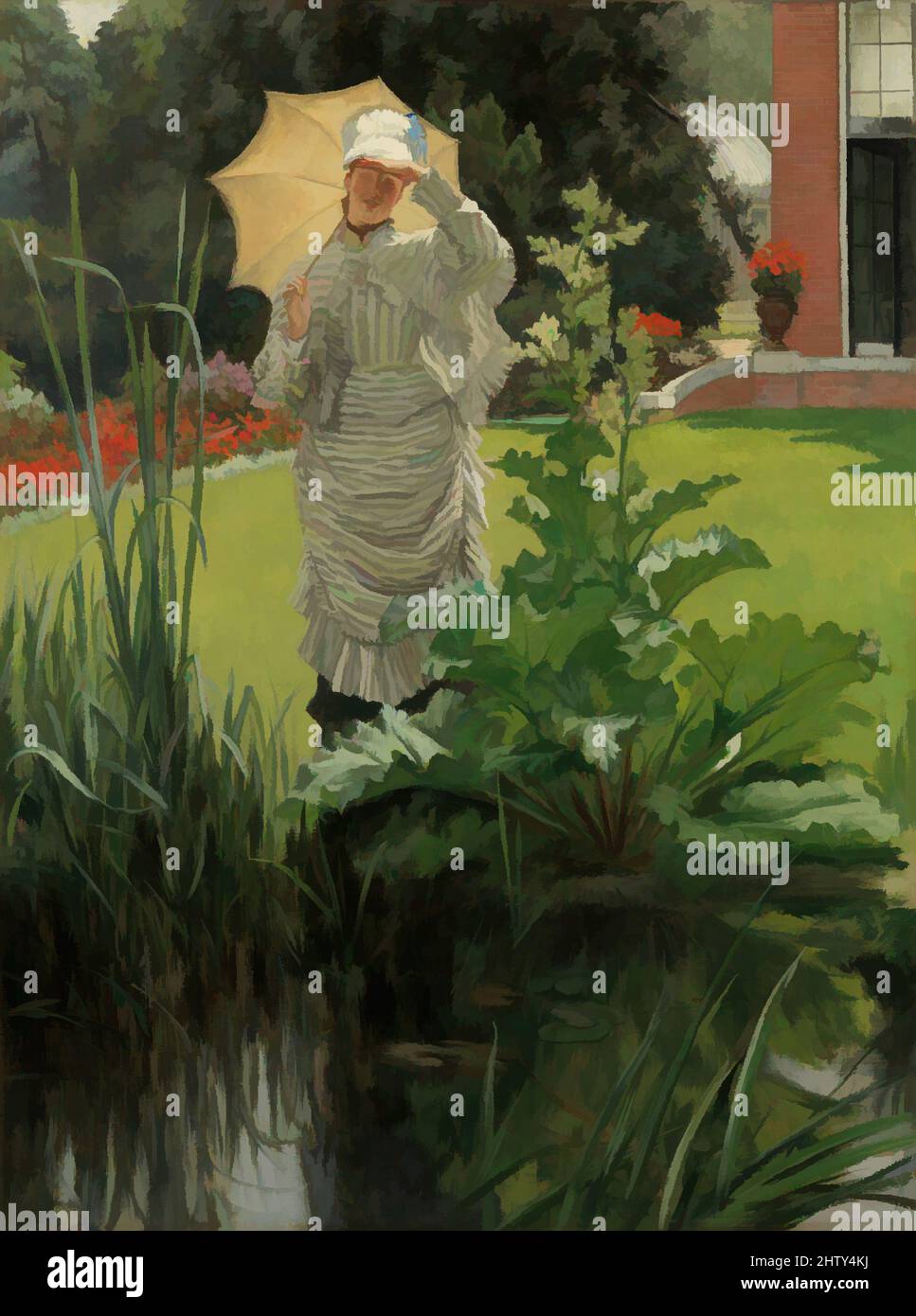 Arte ispirata alla Primavera mattina, ca. 1875, olio su tela, 22 x 16 3/4 poll. (55,9 x 42,5 cm), dipinti, James Tissot (francese, Nantes 1836–1902 Chenecey-Buillon), Tissot era un aficionado precoce e appassionato di stampe giapponesi a blocchi di legno, da cui figurava la silhouette e il grumo prominente di, opere classiche modernizzate da Artotop con un tuffo di modernità. Forme, colore e valore, impatto visivo accattivante sulle emozioni artistiche attraverso la libertà delle opere d'arte in modo contemporaneo. Un messaggio senza tempo che persegue una nuova direzione selvaggiamente creativa. Artisti che si rivolgono al supporto digitale e creano l'NFT Artotop Foto Stock