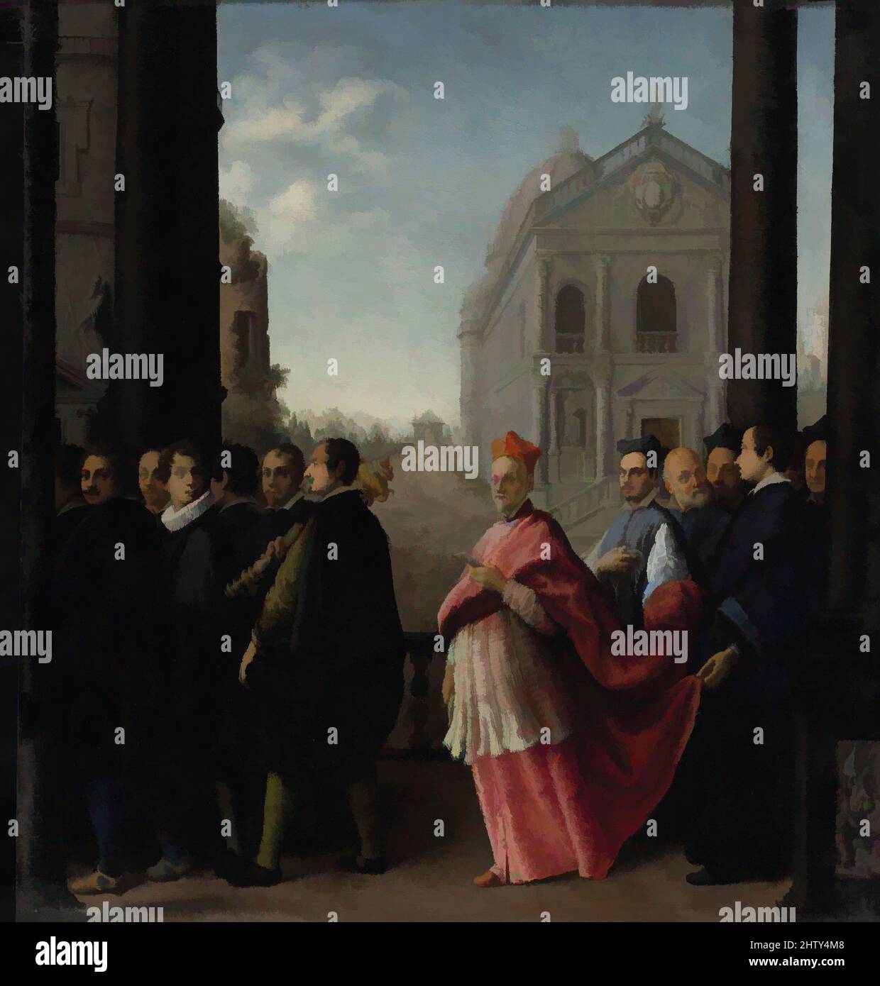 Arte ispirata alla Processione di un cardinale, 1621, olio su rame, 15 1/2 x 14 3/4 poll. (39,4 x 37,5 cm), dipinti, Ottavio Leoni (il Padovano) (Roma 1578–1630 Roma), questo bel rame rappresenta un evento ancora da identificare, centrato sulla processione di un cardinale. Il leone, opere classiche modernizzate da Artotop con un tuffo di modernità. Forme, colore e valore, impatto visivo accattivante sulle emozioni artistiche attraverso la libertà delle opere d'arte in modo contemporaneo. Un messaggio senza tempo che persegue una nuova direzione selvaggiamente creativa. Artisti che si rivolgono al supporto digitale e creano l'NFT Artotop Foto Stock