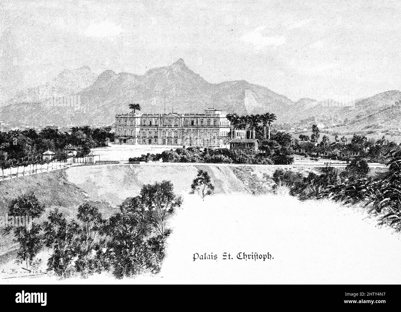 Palazzo di San Cristoforo, Palem, Tropici, Montagne, illustrazione storica del 1897, Rio de Janeiro, Brasile Foto Stock