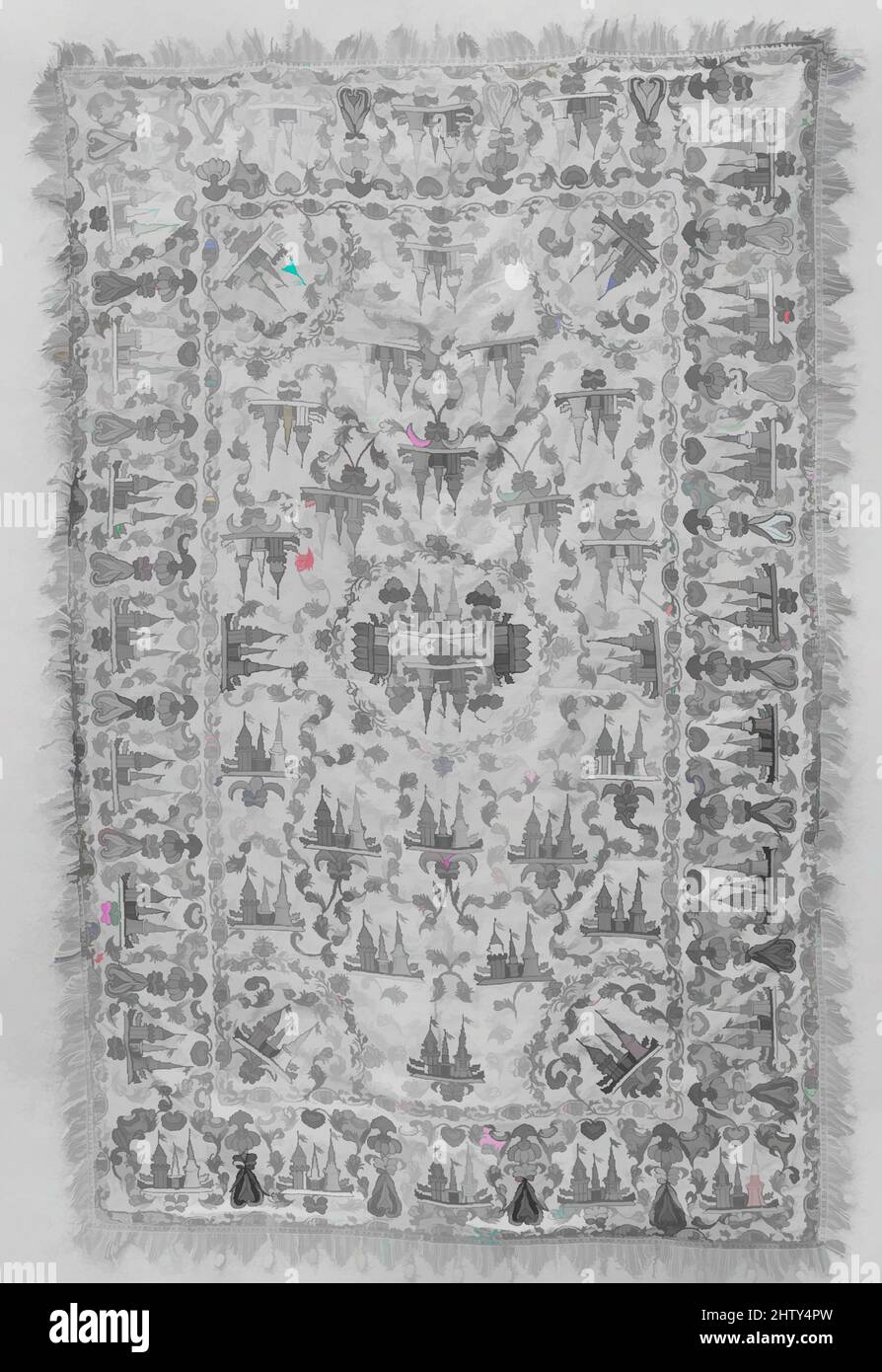 Arte ispirata da copertina, inizio 19th secolo, attribuita al tacchino, seta; ricamato, L. 67 poll. (170,2 cm), tessuti ricamati, opere classiche modernizzate da Artotop con un tuffo di modernità. Forme, colore e valore, impatto visivo accattivante sulle emozioni artistiche attraverso la libertà delle opere d'arte in modo contemporaneo. Un messaggio senza tempo che persegue una nuova direzione selvaggiamente creativa. Artisti che si rivolgono al supporto digitale e creano l'NFT Artotop Foto Stock