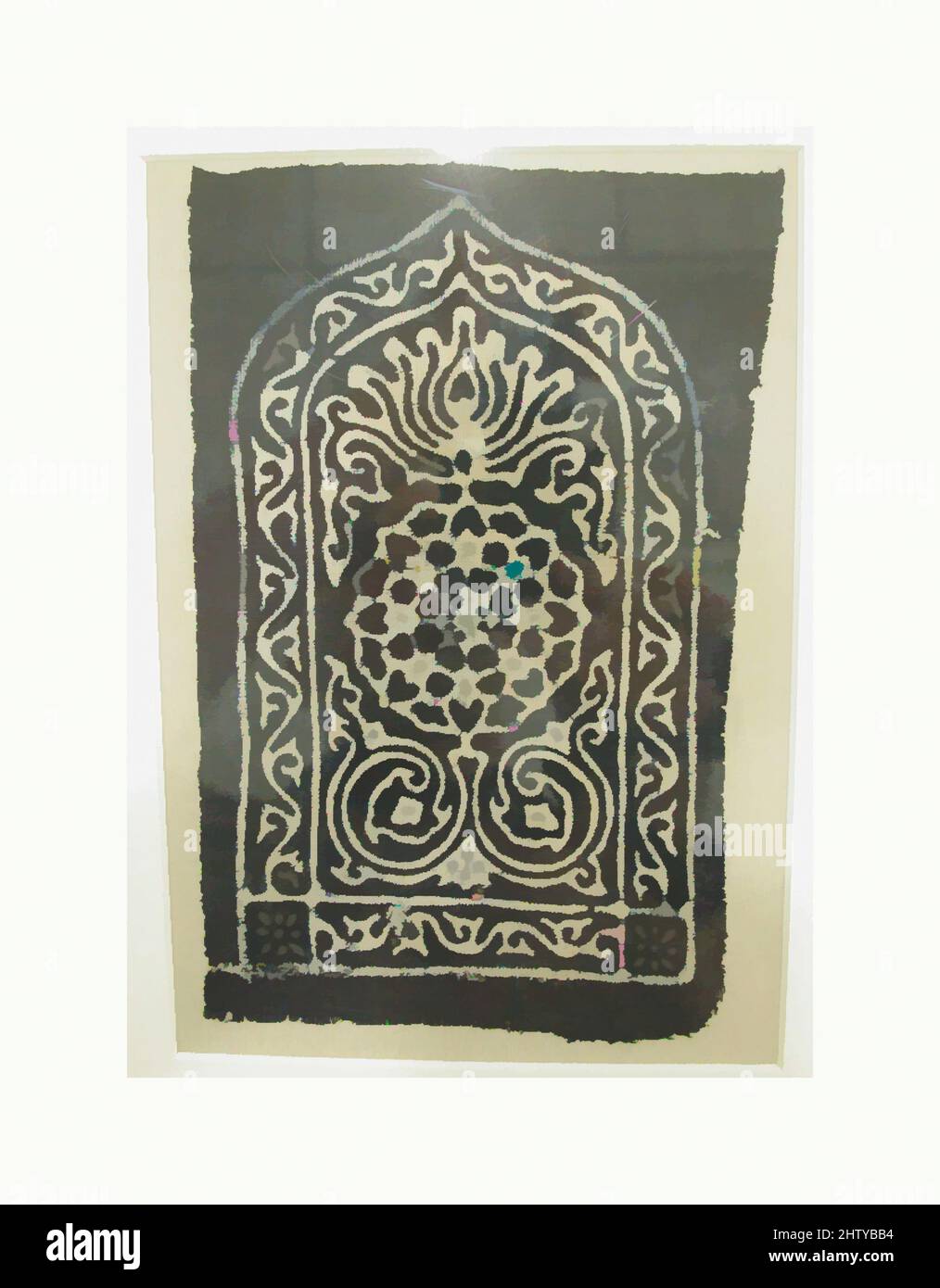 Arte ispirata da frammento, probabilmente 15th–16th secolo, attribuita all'India, probabilmente Ahmadabad, Gujarat, Cotone; stampato a blocchi e resiste tinto, tessile:, tessile-dipinto e/o stampato, questo tessuto, prodotto nel XV o XVI secolo sotto il Sultanato Gujarat, è stato realizzato, opere classiche modernizzate da Artotop con un tuffo di modernità. Forme, colore e valore, impatto visivo accattivante sulle emozioni artistiche attraverso la libertà delle opere d'arte in modo contemporaneo. Un messaggio senza tempo che persegue una nuova direzione selvaggiamente creativa. Artisti che si rivolgono al supporto digitale e creano l'NFT Artotop Foto Stock