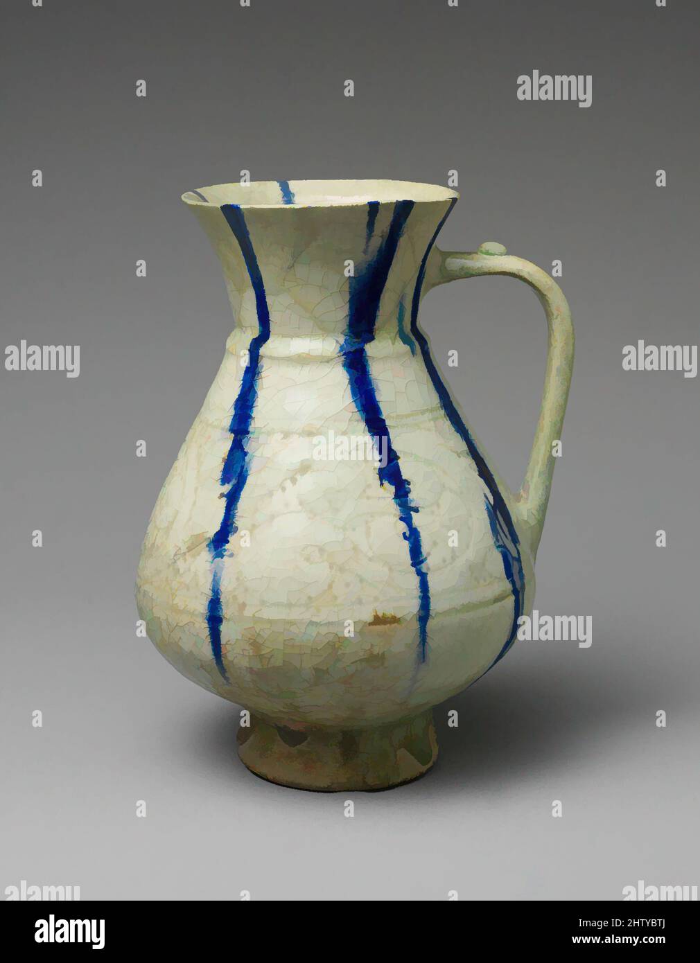 Arte ispirata da White Ewer con Blue Streaks, 12th–13th secolo, attribuita a Iran, Kashan, Stonepaste; Modellato, intagliato e forato, verniciato con smalto trasparente, H. 8 1/4 poll. (21 cm), Ceramica, opere classiche modernizzate da Artotop con un tuffo di modernità. Forme, colore e valore, impatto visivo accattivante sulle emozioni artistiche attraverso la libertà delle opere d'arte in modo contemporaneo. Un messaggio senza tempo che persegue una nuova direzione selvaggiamente creativa. Artisti che si rivolgono al supporto digitale e creano l'NFT Artotop Foto Stock