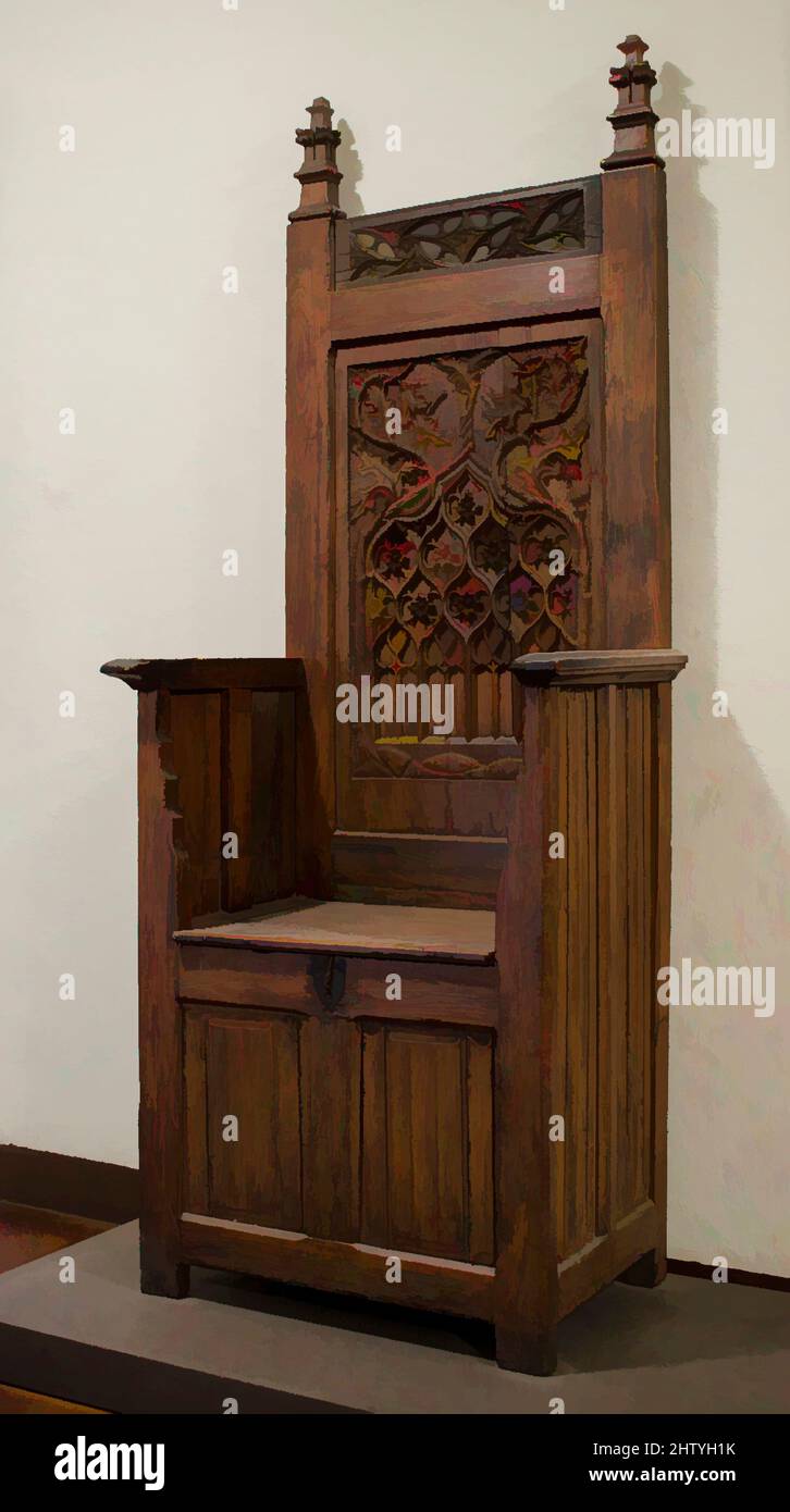 Art Inspired by High-backed Chair, 15th–16th Century, French, Wood, H:75' W:29 1/2' D:19 1/2' (190,5 x 74,9 x 49,5cm), Woodwork-Furniture, Classic works modernizzato da Artotop con un tuffo di modernità. Forme, colore e valore, impatto visivo accattivante sulle emozioni artistiche attraverso la libertà delle opere d'arte in modo contemporaneo. Un messaggio senza tempo che persegue una nuova direzione selvaggiamente creativa. Artisti che si rivolgono al supporto digitale e creano l'NFT Artotop Foto Stock