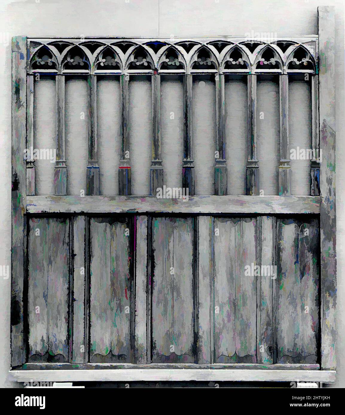 Arte ispirata da schermo, 15th secolo, francese, quercia, tuta: 76 1/2 x 70 1/2 x 2 1/2in. (194,3 x 179,1 x 6,4cm), opere in legno-architettura, opere classiche modernizzate da Artotop con un tuffo di modernità. Forme, colore e valore, impatto visivo accattivante sulle emozioni artistiche attraverso la libertà delle opere d'arte in modo contemporaneo. Un messaggio senza tempo che persegue una nuova direzione selvaggiamente creativa. Artisti che si rivolgono al supporto digitale e creano l'NFT Artotop Foto Stock